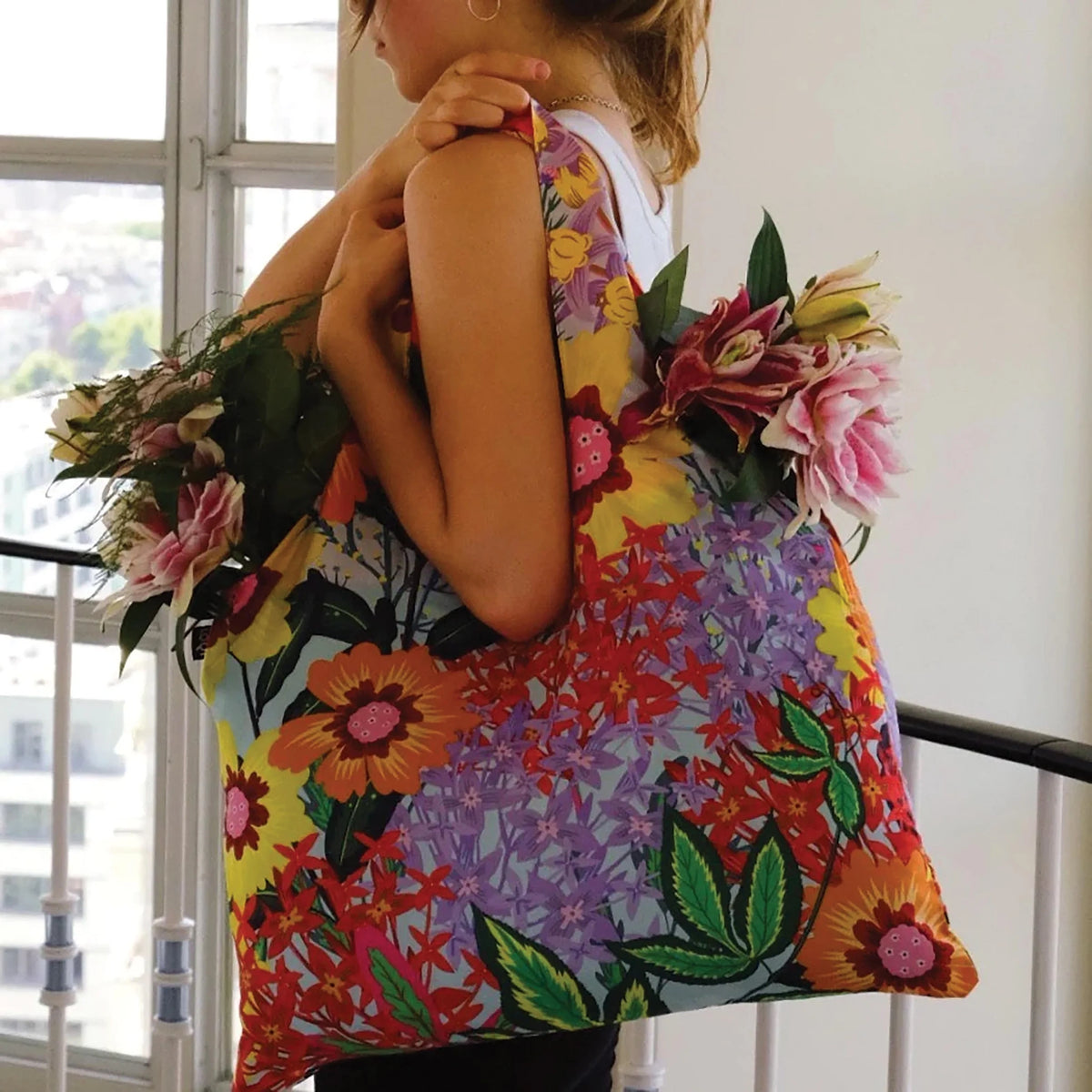 LOQI Pomme Chan Thai Floral Reusable Bag 50cm