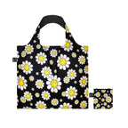 LOQI SMILEY Flowers Black Recycled Tote Bag