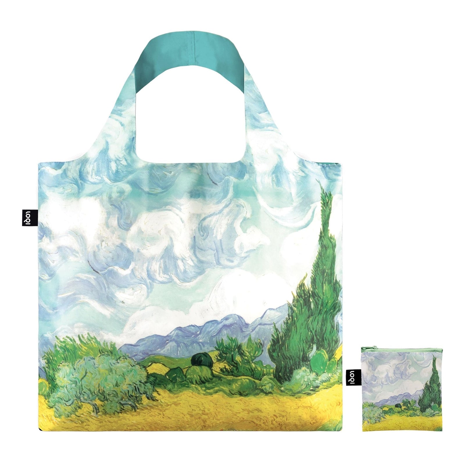 LOQI Van Gogh Wheat Field with Cypresses Recycled Bag | Foldable Art Tote
