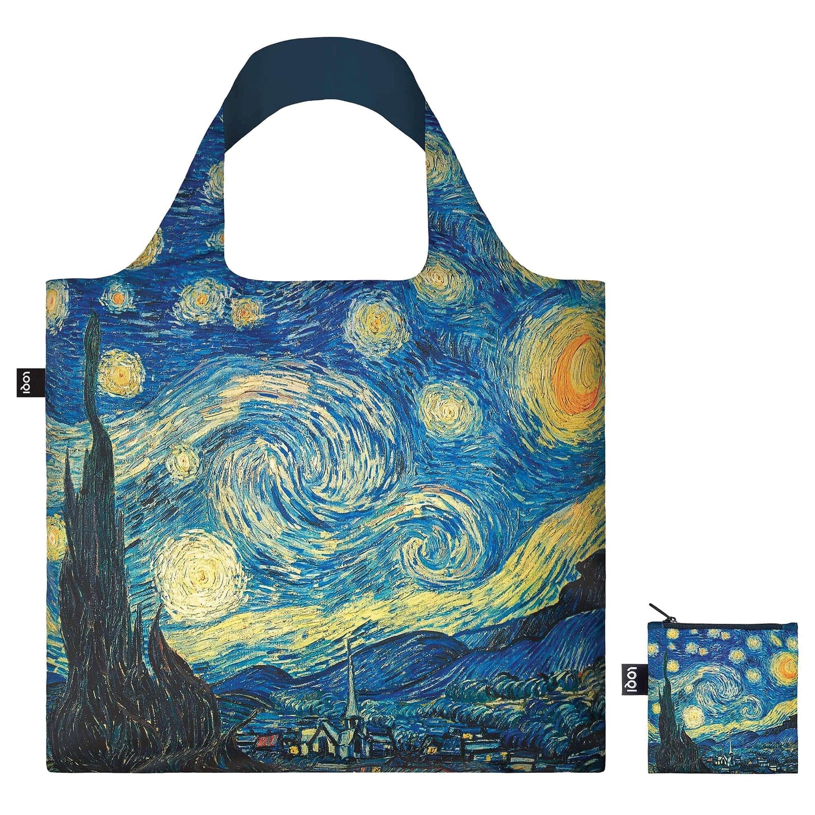 LOQI Van Gogh Starry Night Neon Recycled Bag | Bold Foldable Shopper