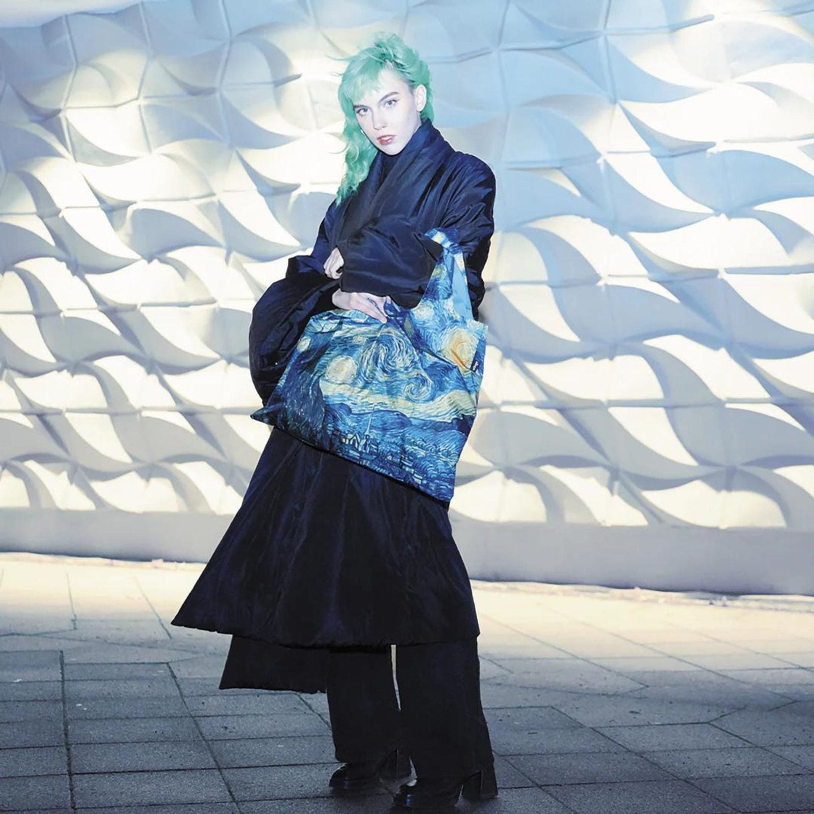 LOQI Van Gogh Starry Night Neon Recycled Bag | Bold Foldable Shopper