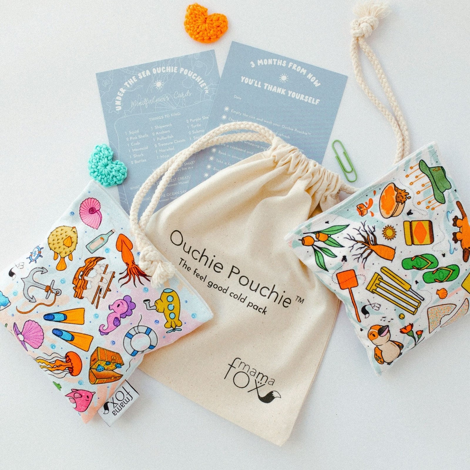 MamaFox The Ouchie Pouchie™ Fabric Cold Pack, Set of 2