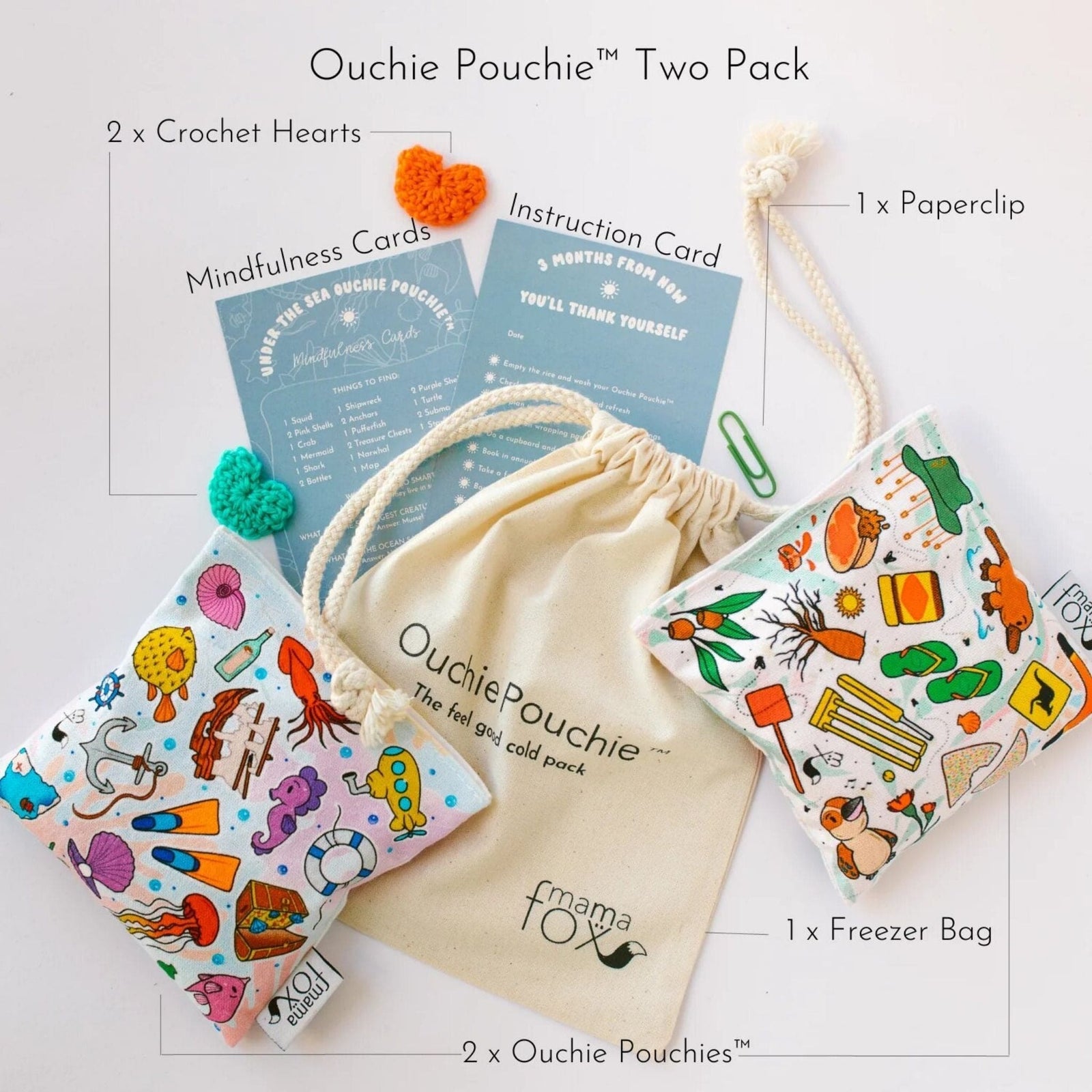 MamaFox The Ouchie Pouchie™ Fabric Cold Pack, Set of 2