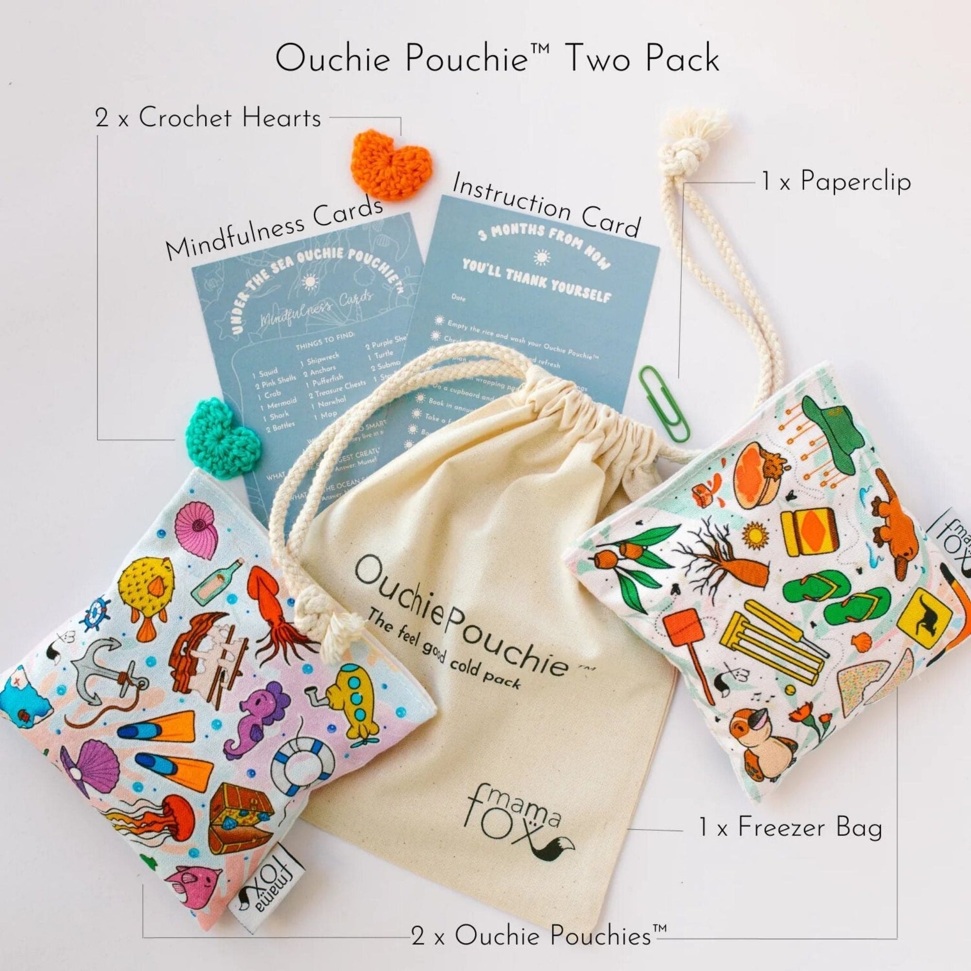 MamaFox The Ouchie Pouchie™ Fabric Cold Pack, Set of 2