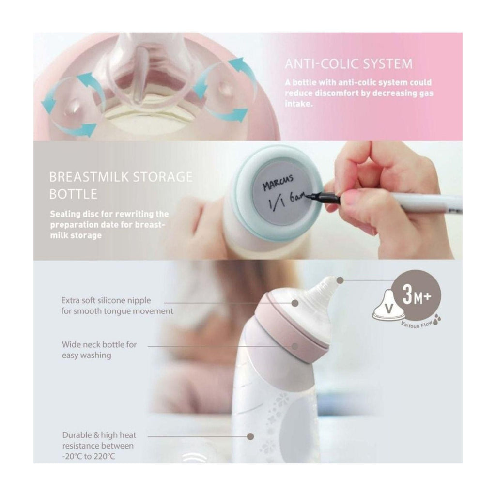 Marcus & Marcus Silicone Angled Feeding Bottle 240ml - Mint