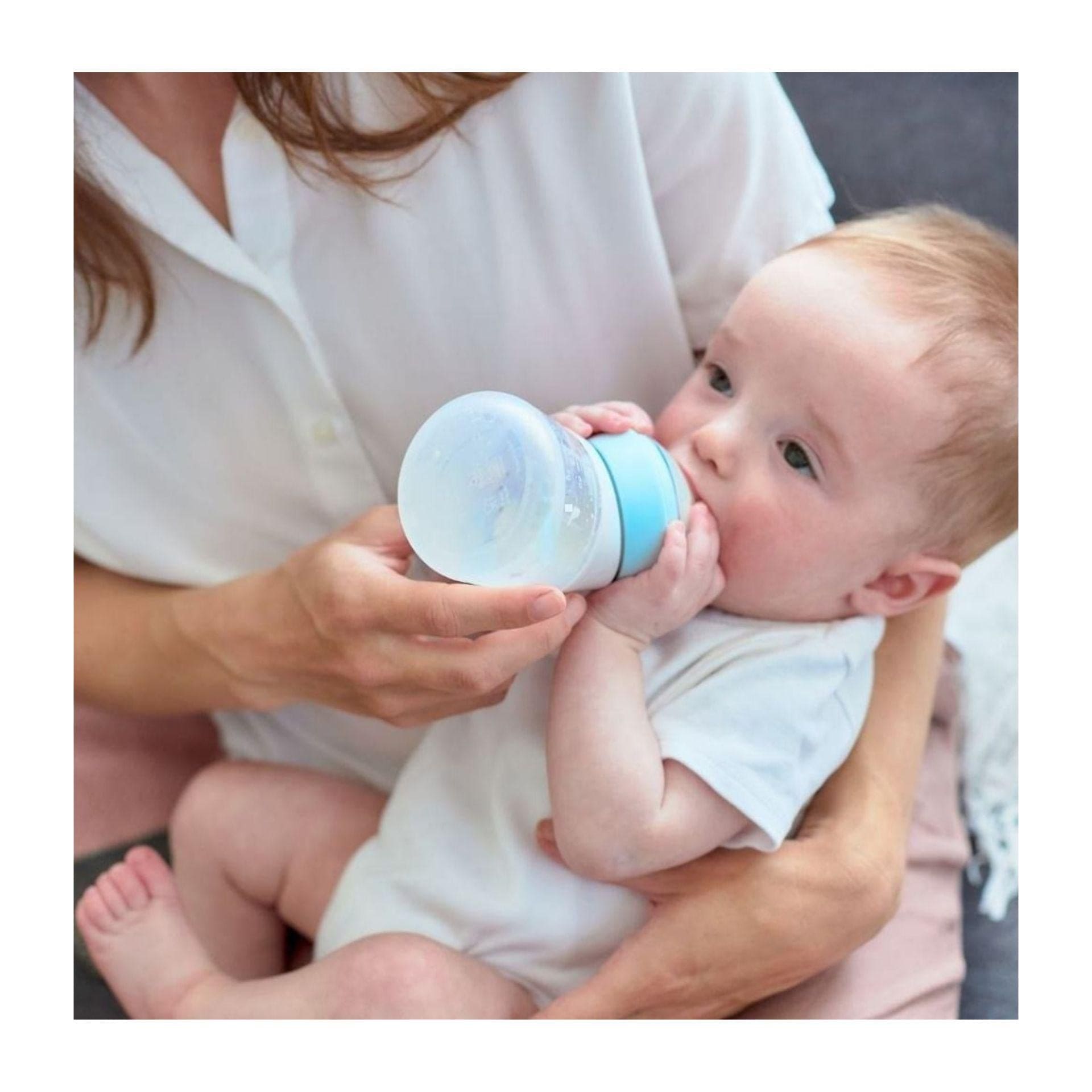 Marcus & Marcus Silicone Angled Feeding Bottle 240ml - Mint