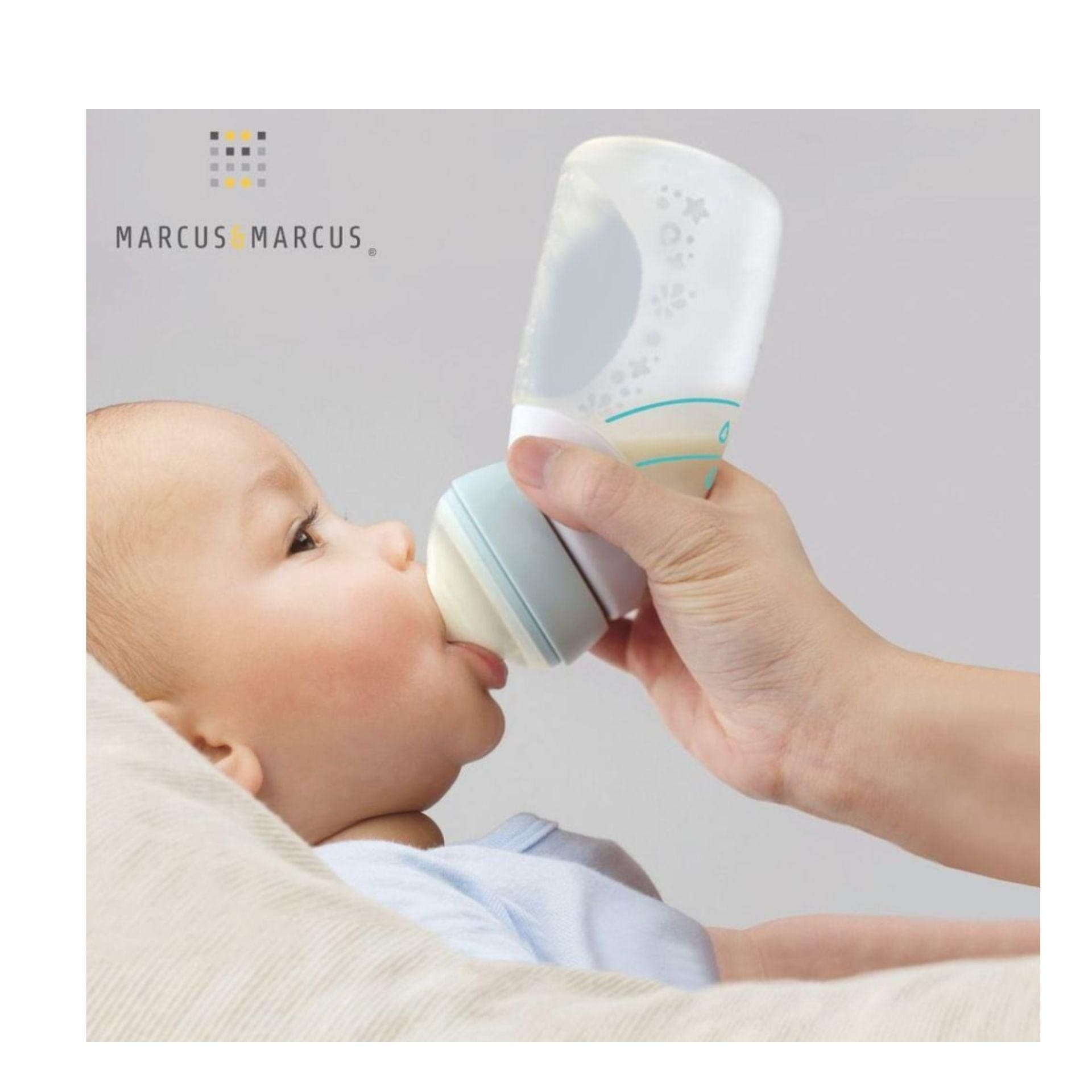 Marcus & Marcus Silicone Angled Feeding Bottle 240ml - Mint