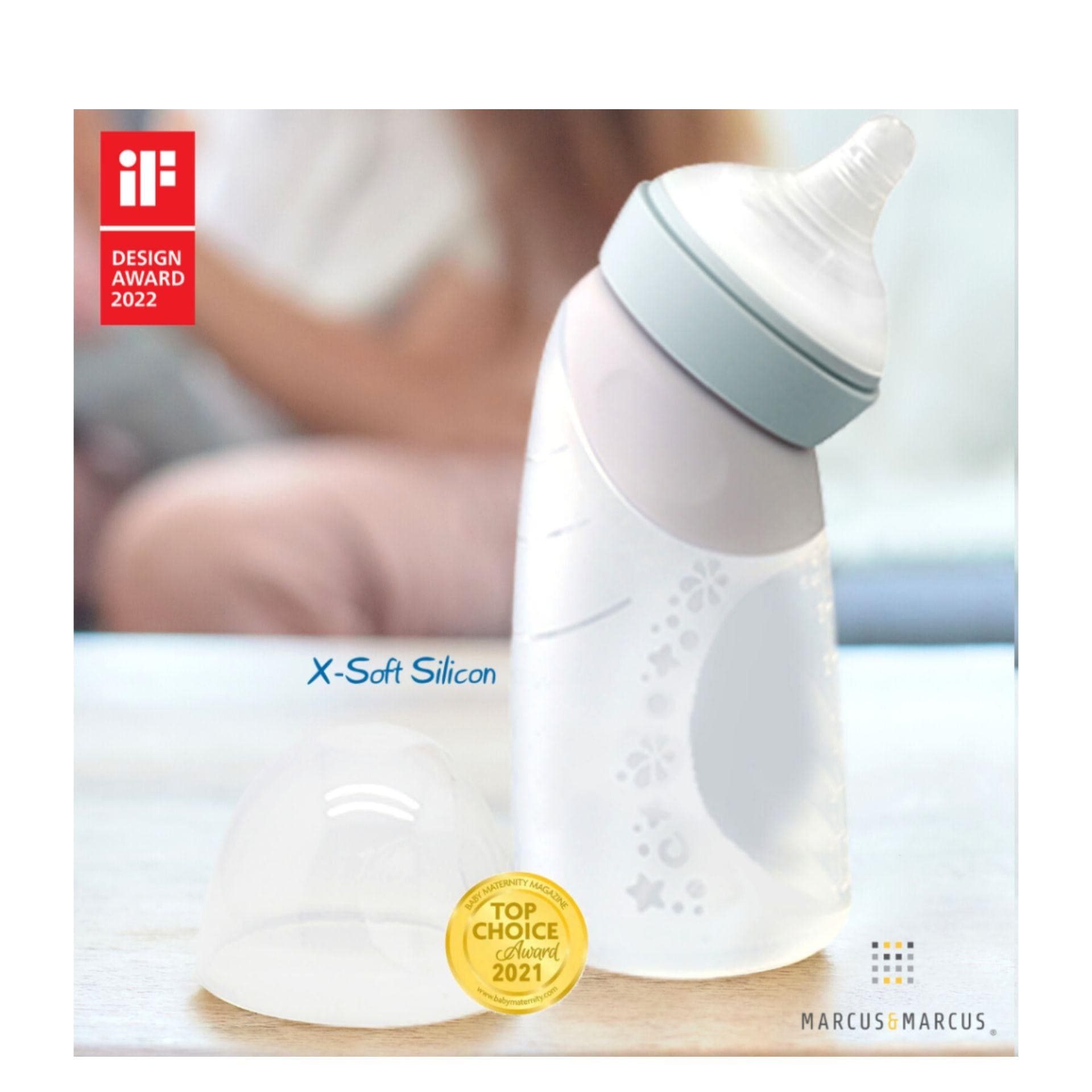 Marcus & Marcus Silicone Angled Feeding Bottle 240ml - Mint