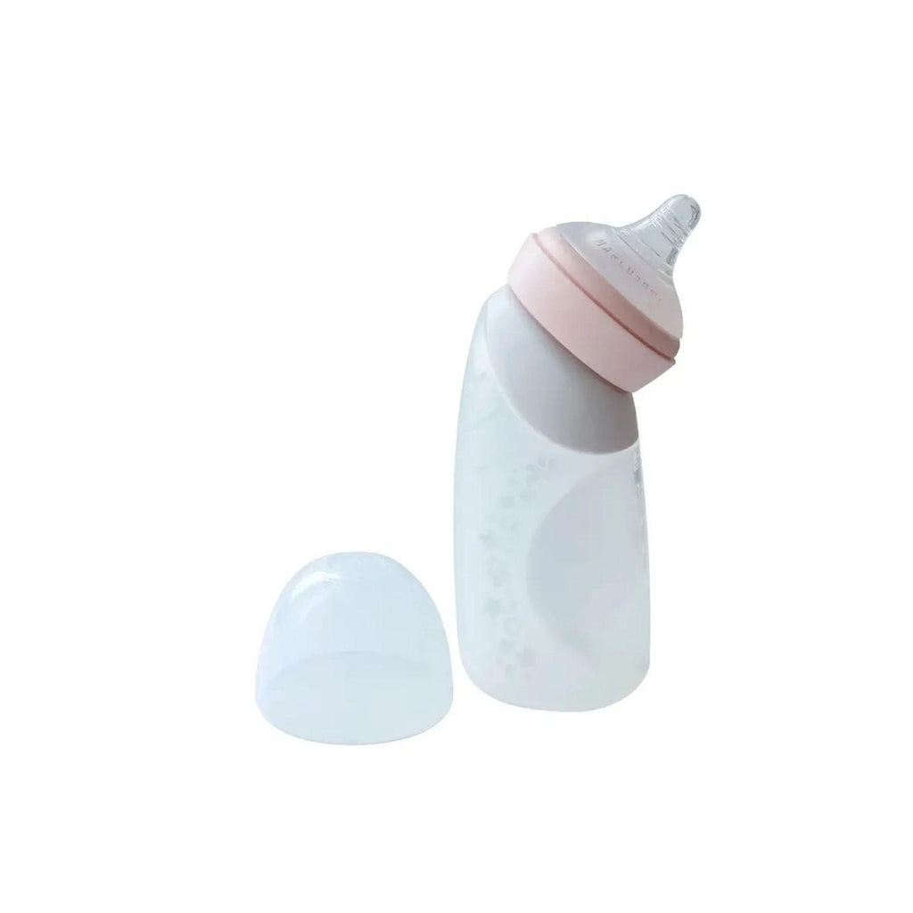 Marcus & Marcus Silicone Angled Feeding Bottle 240ml - Peach