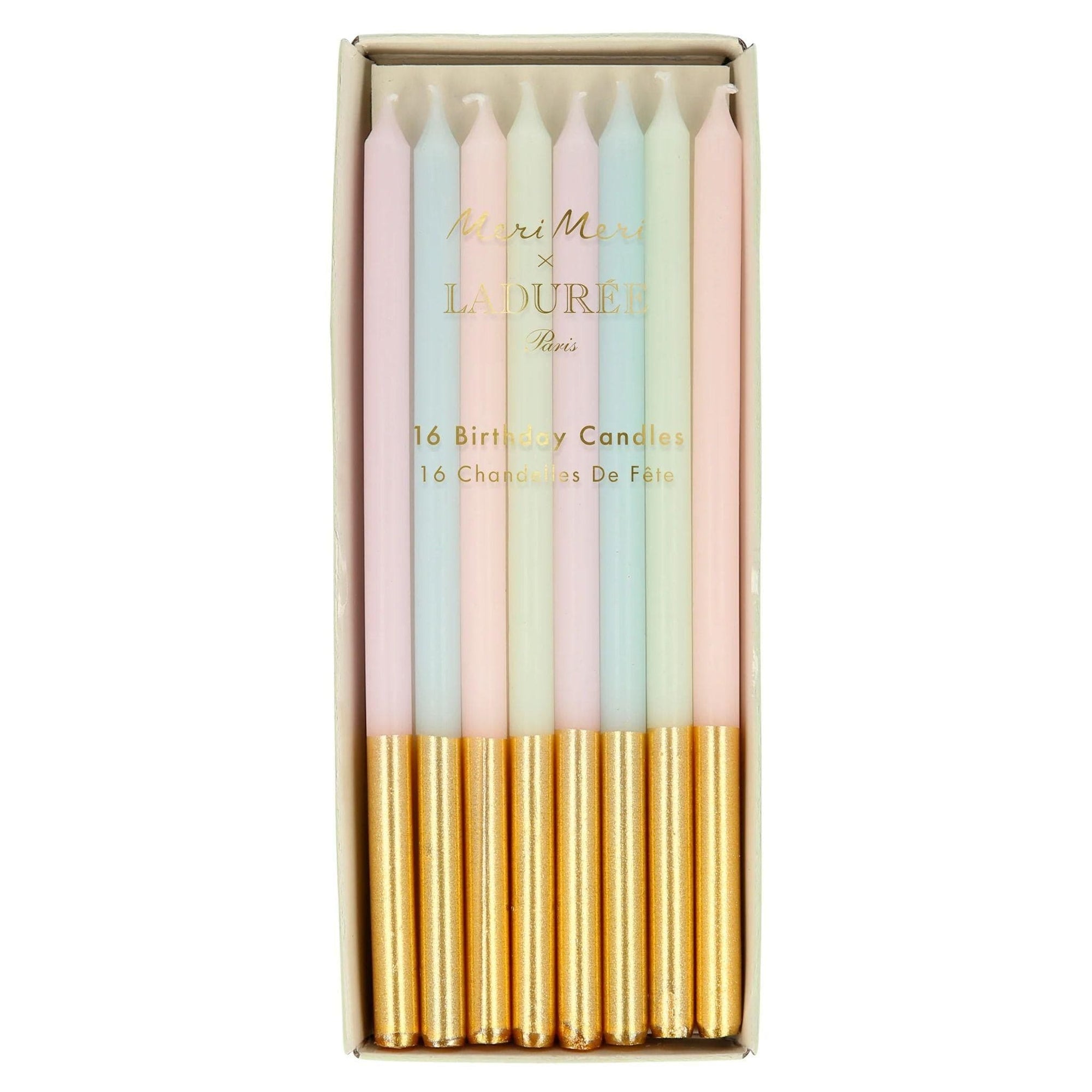 Meri Meri Ladurée Paris Gold Dipped Birthday Candles (Set of 16)