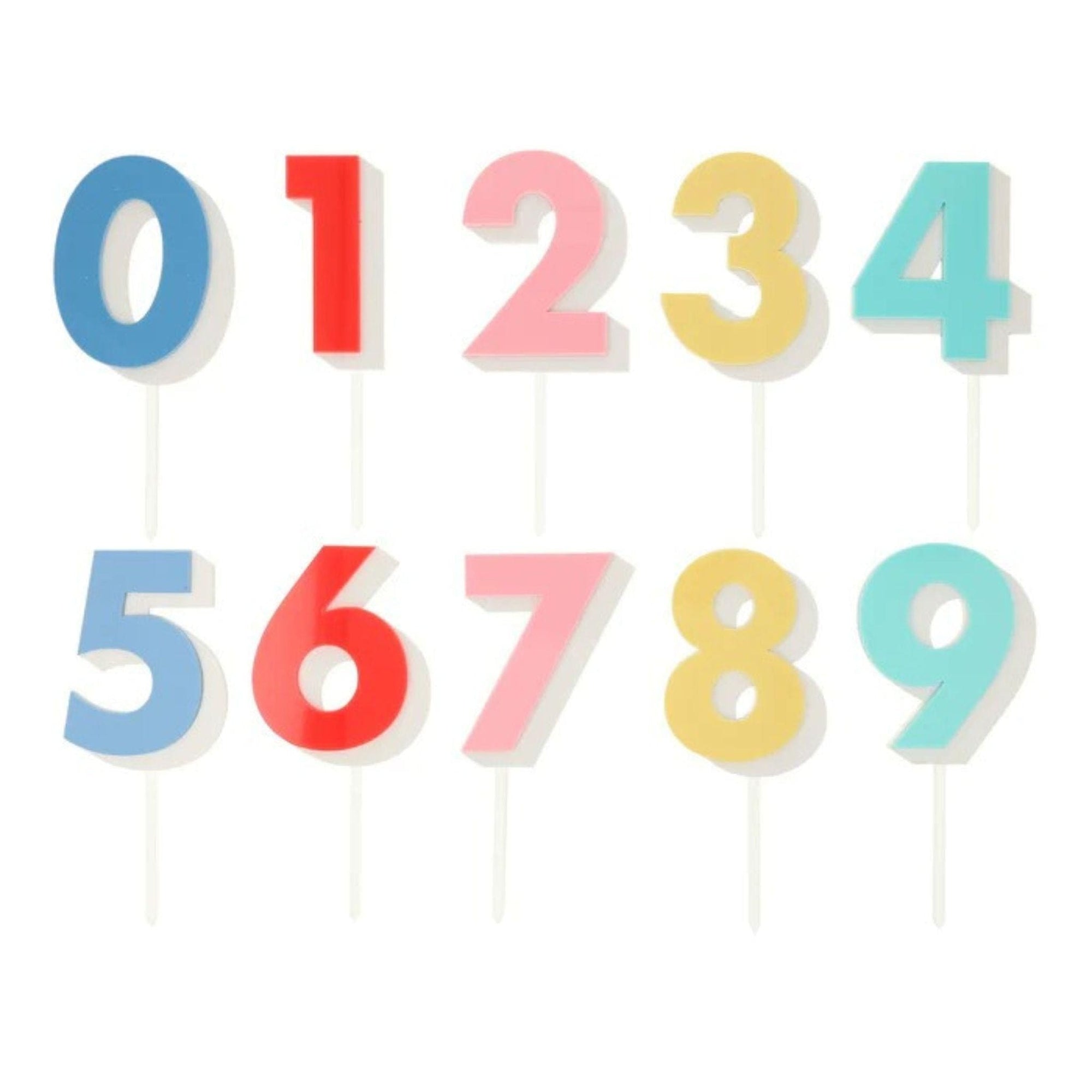 Meri Meri Rainbow Number Acrylic Cake Toppers (0-9)