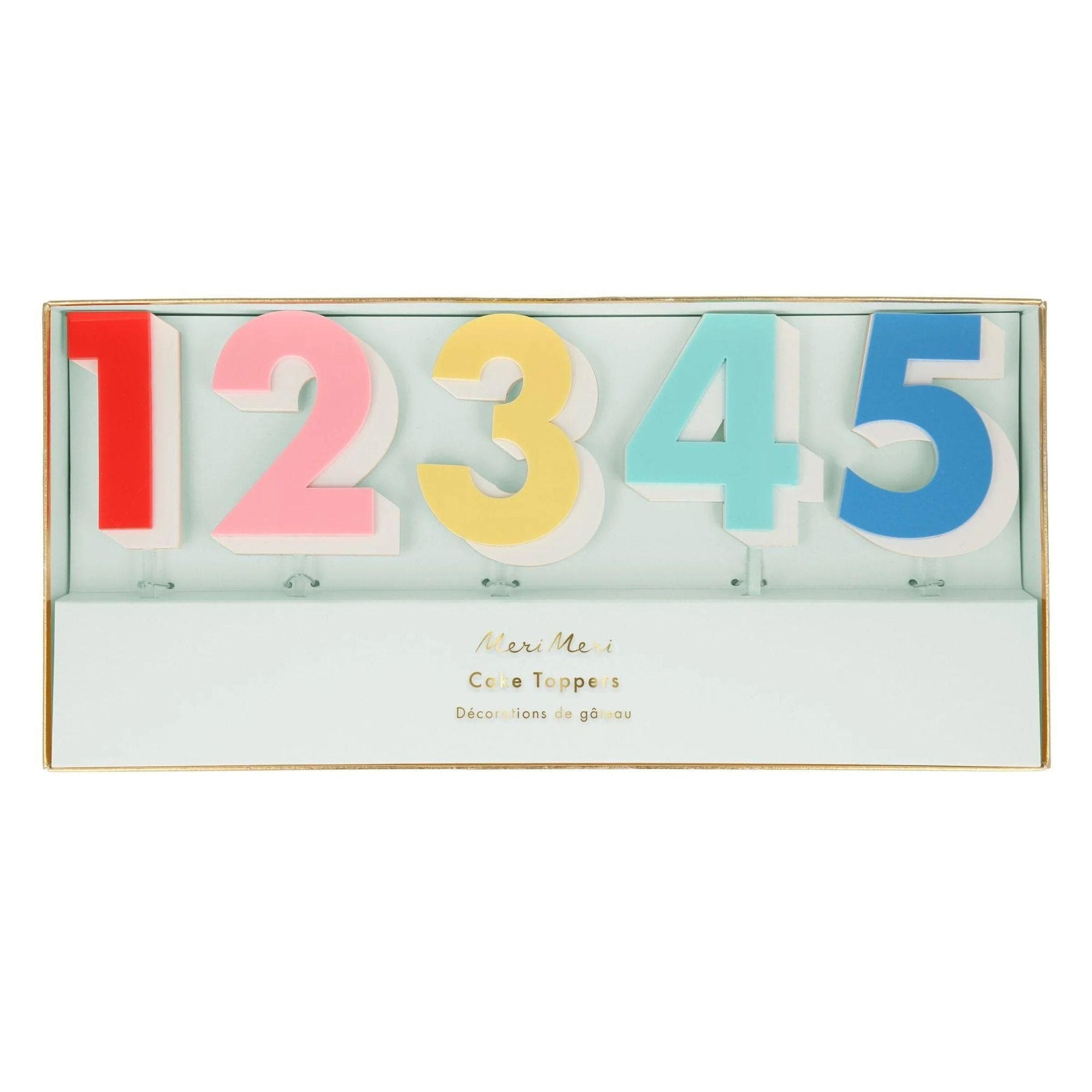 Meri Meri Rainbow Number Acrylic Cake Toppers (0-9)