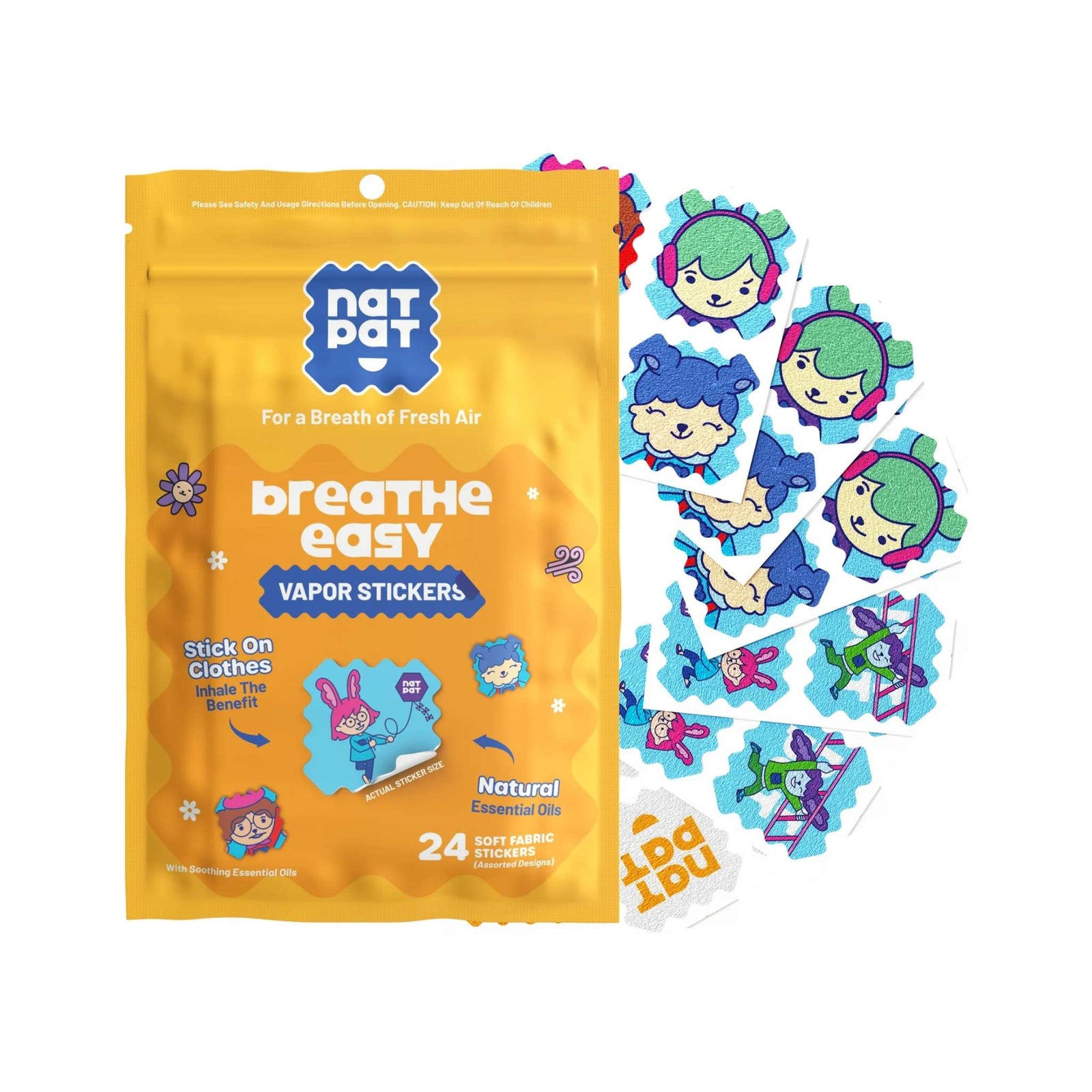 NATPAT Kids Natural Breathe Easy Vapor Stickers 24 Pack
