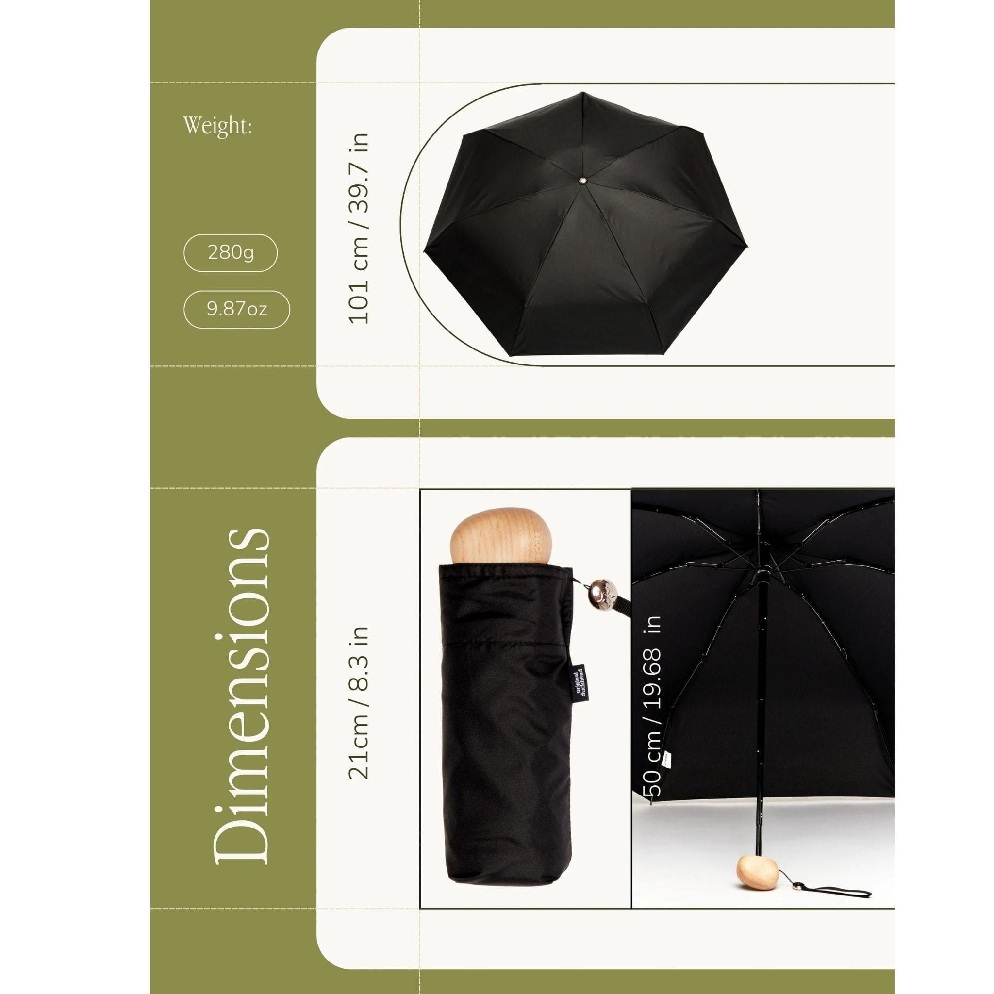 Original Duckhead Mini Black Ultra Eco-Friendly Compact Umbrella