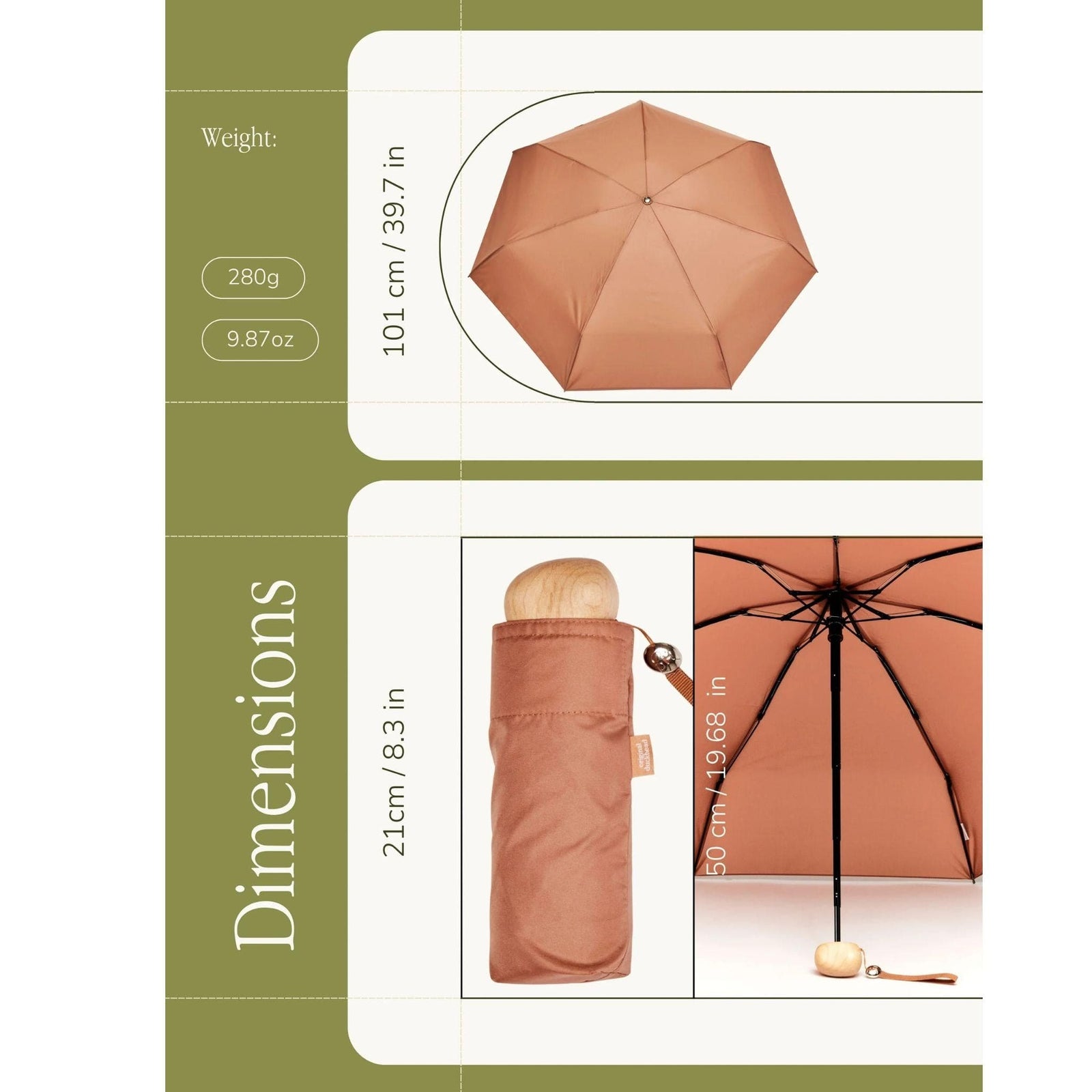 Original Duckhead Mocha Mousse Ultra Compact Mini Umbrella
