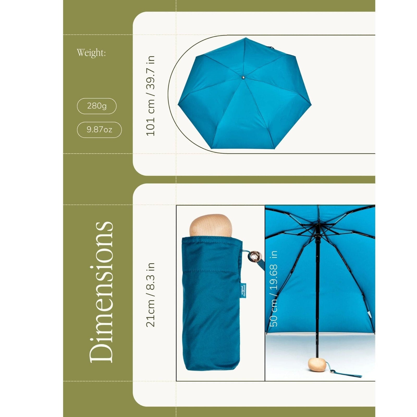 Original Duckhead Teal Ultra Compact Mini Umbrella