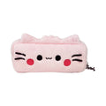 Pembe the Pink Cat plush pencil case in soft pink features an embroidered cat face with black eyes, whiskers, rosy cheeks, and fuzzy cat ears.