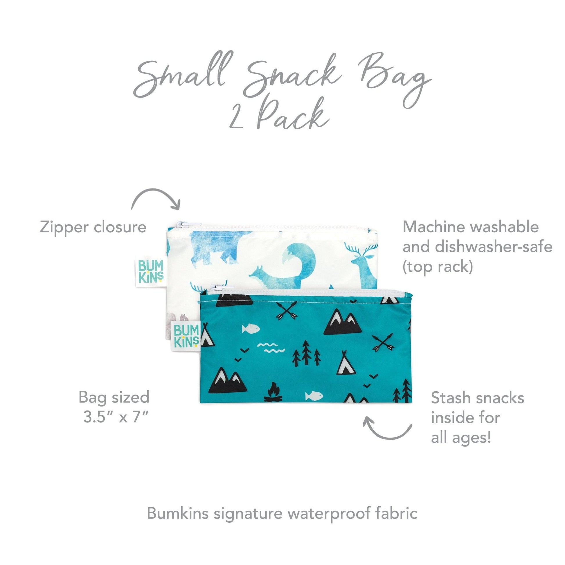 Bumkins Reusable Small Snack Bag, Set of 2 Bumkins Reusable Small Snack Bag, Set of 2 