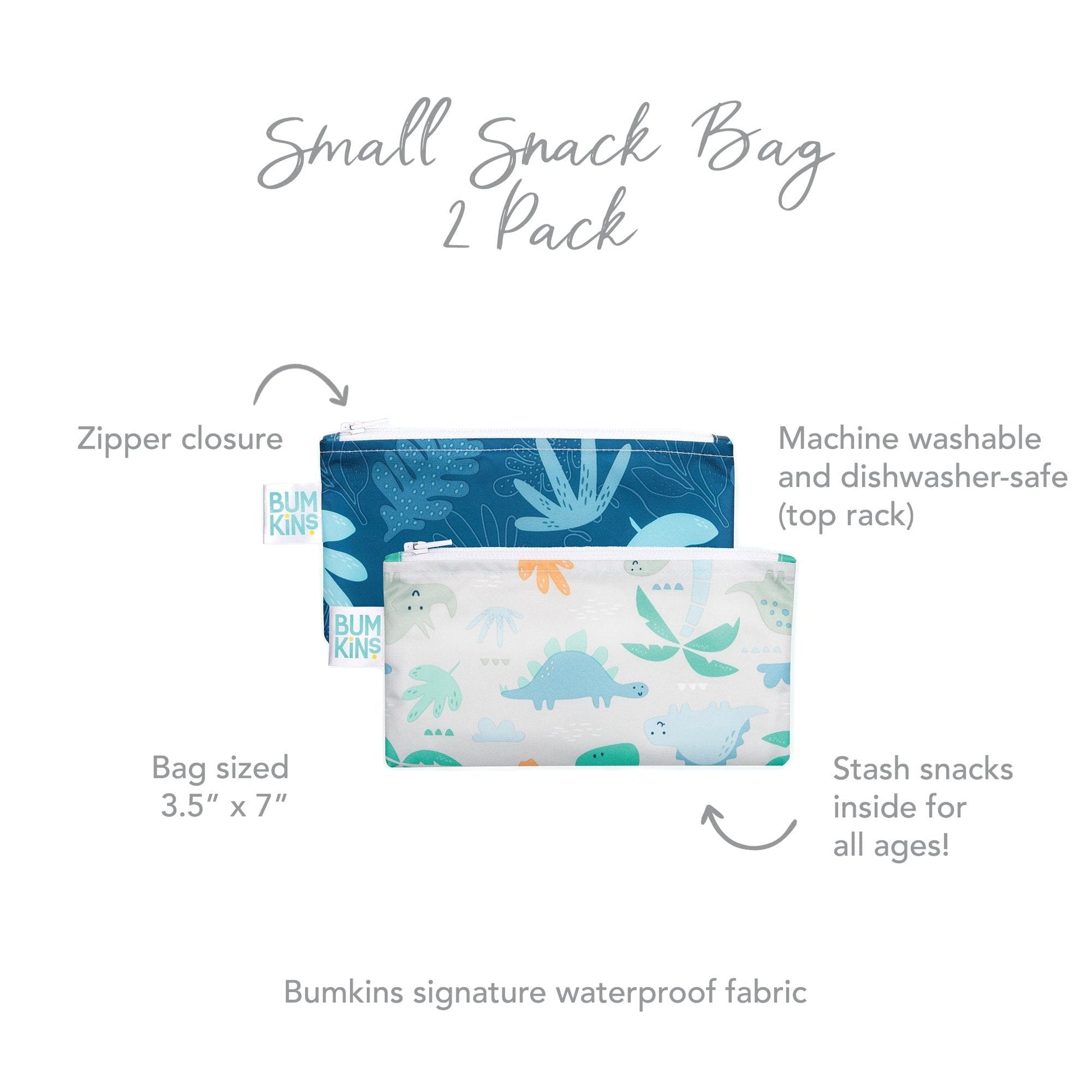 Bumkins Reusable Small Snack Bag, Set of 2 Bumkins Reusable Small Snack Bag, Set of 2 