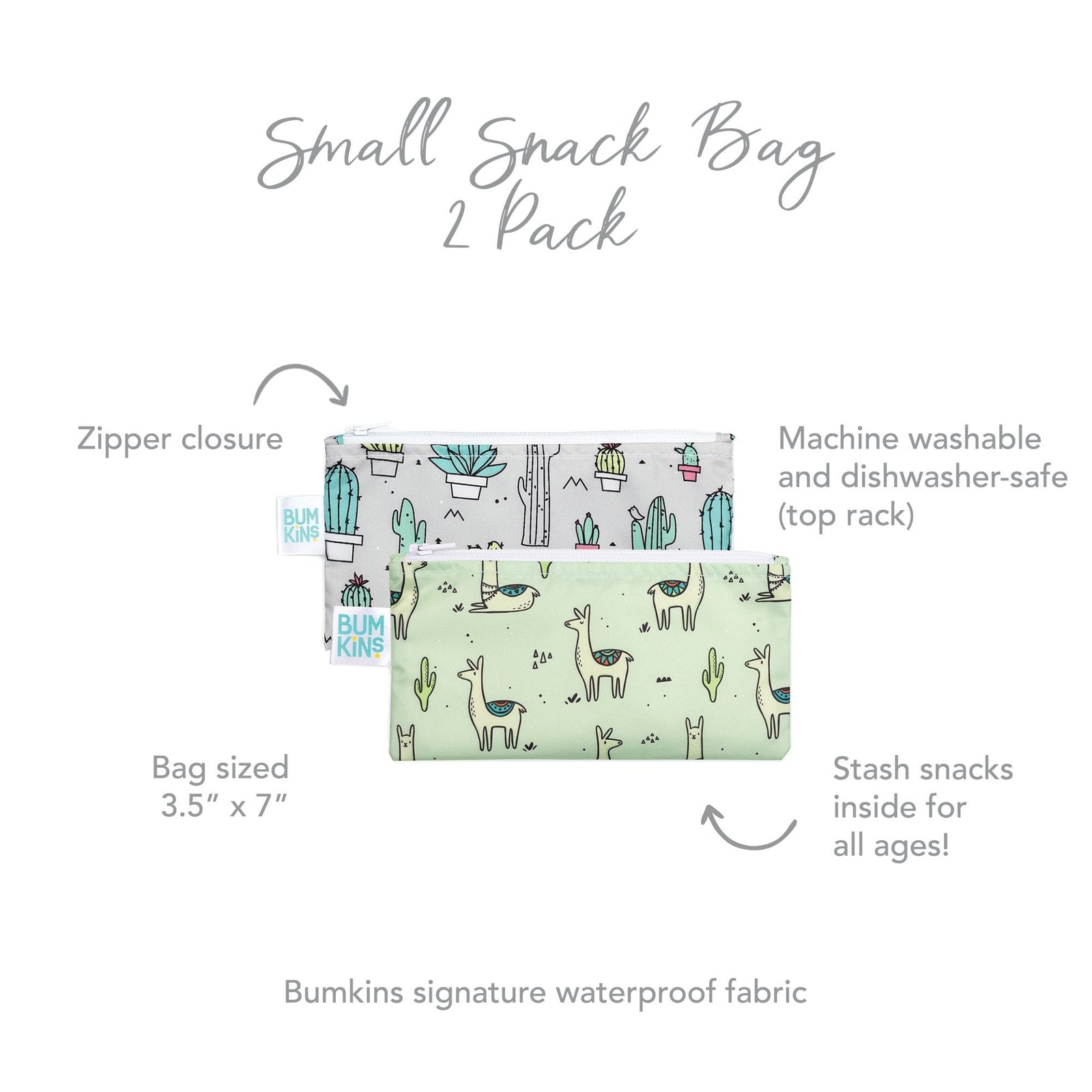 Bumkins Reusable Small Snack Bag, Set of 2 Bumkins Reusable Small Snack Bag, Set of 2 