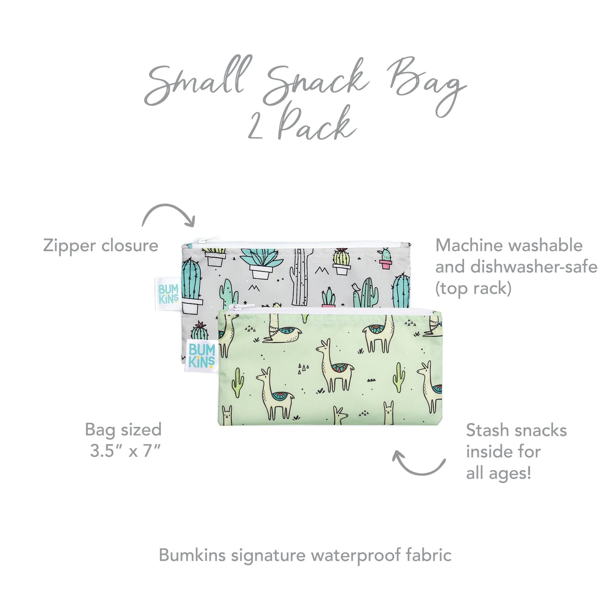 Bumkins Reusable Small Snack Bag, Set of 2 Bumkins Reusable Small Snack Bag, Set of 2 