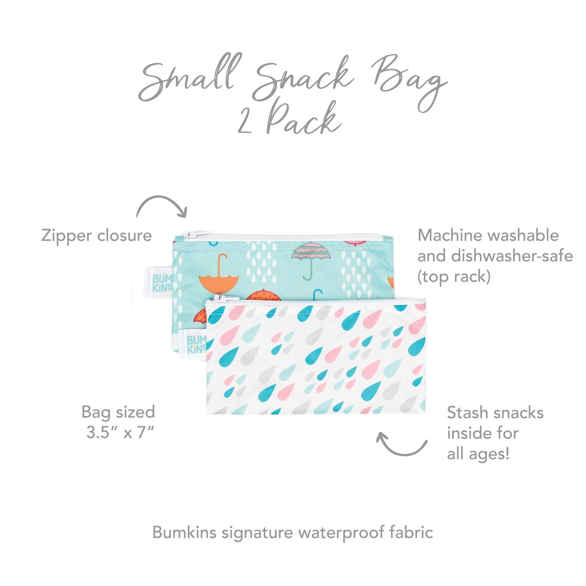 Bumkins Reusable Small Snack Bag, Set of 2 Bumkins Reusable Small Snack Bag, Set of 2 