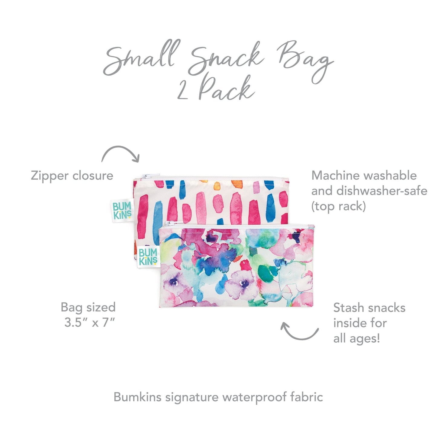 Bumkins Reusable Small Snack Bag, Set of 2 Bumkins Reusable Small Snack Bag, Set of 2 