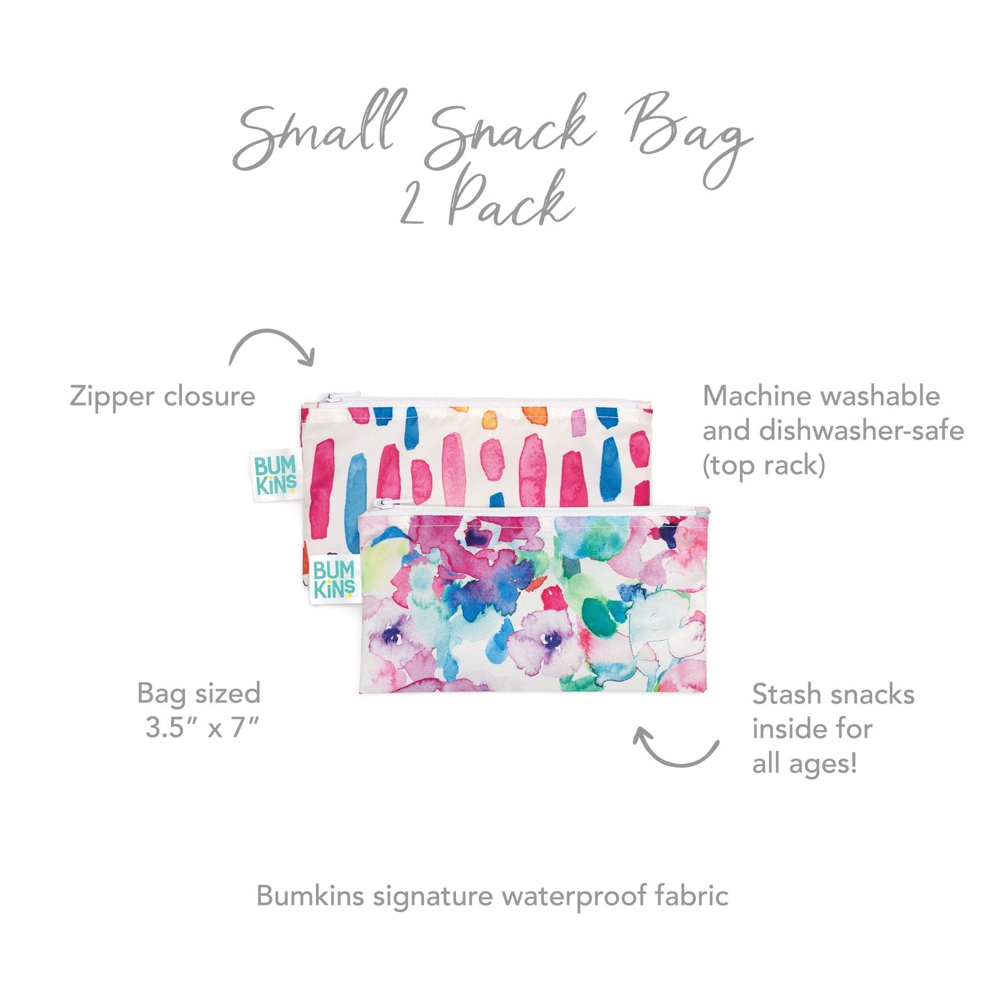 Bumkins Reusable Small Snack Bag, Set of 2 Bumkins Reusable Small Snack Bag, Set of 2 