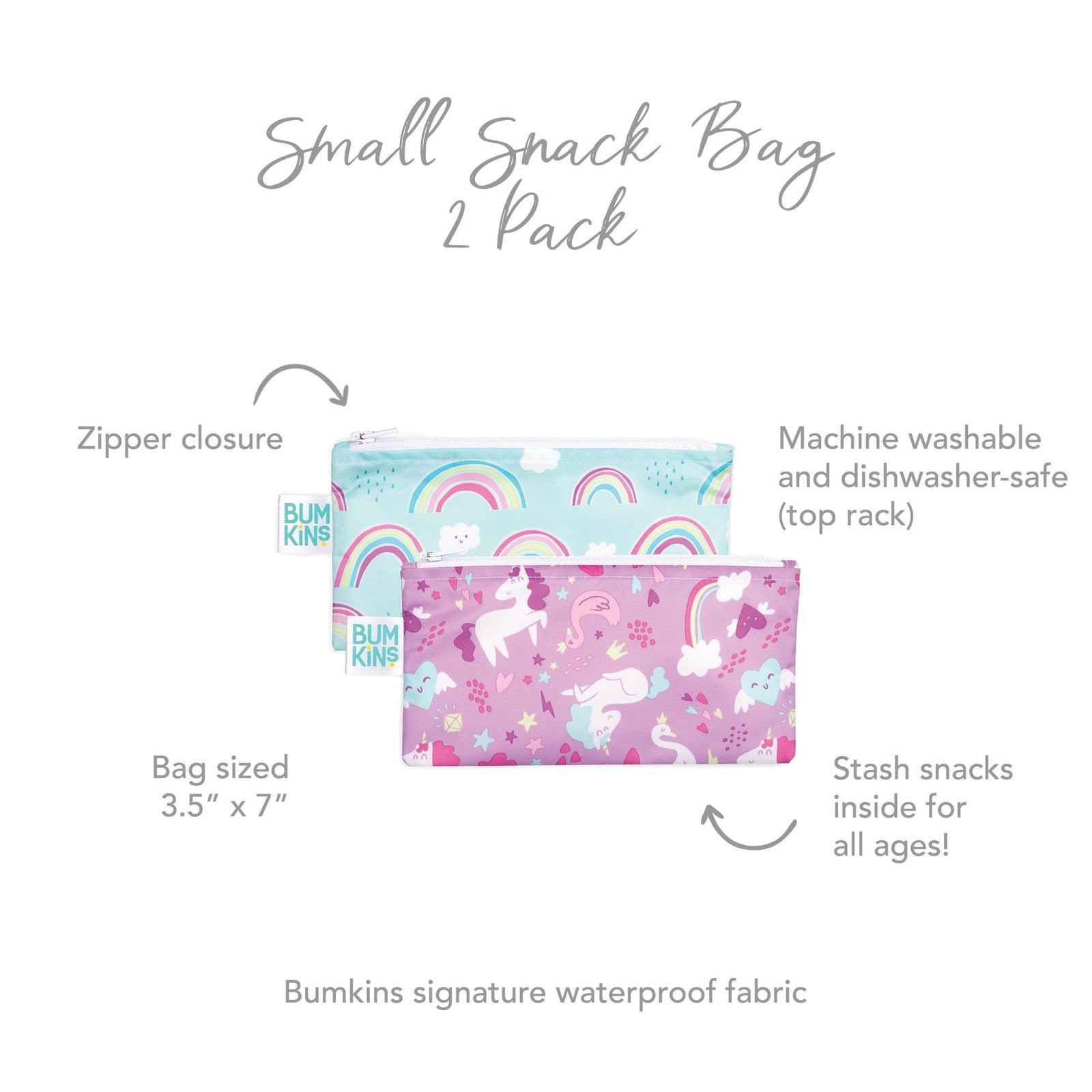 Bumkins Reusable Small Snack Bag, Set of 2 Bumkins Reusable Small Snack Bag, Set of 2 