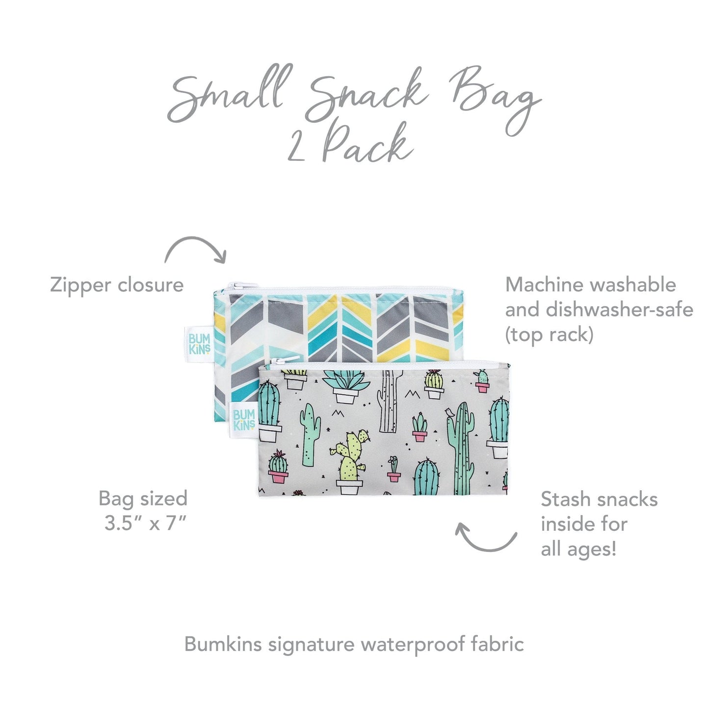 Bumkins Reusable Small Snack Bag, Set of 2 Bumkins Reusable Small Snack Bag, Set of 2 