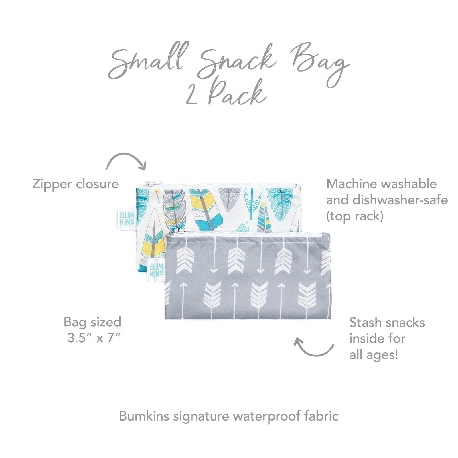 Bumkins Reusable Small Snack Bag, Set of 2 Bumkins Reusable Small Snack Bag, Set of 2 