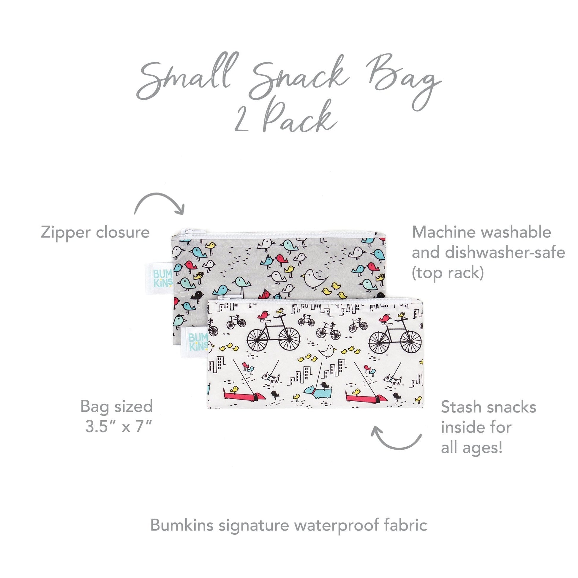 Bumkins Reusable Small Snack Bag, Set of 2 Bumkins Reusable Small Snack Bag, Set of 2 