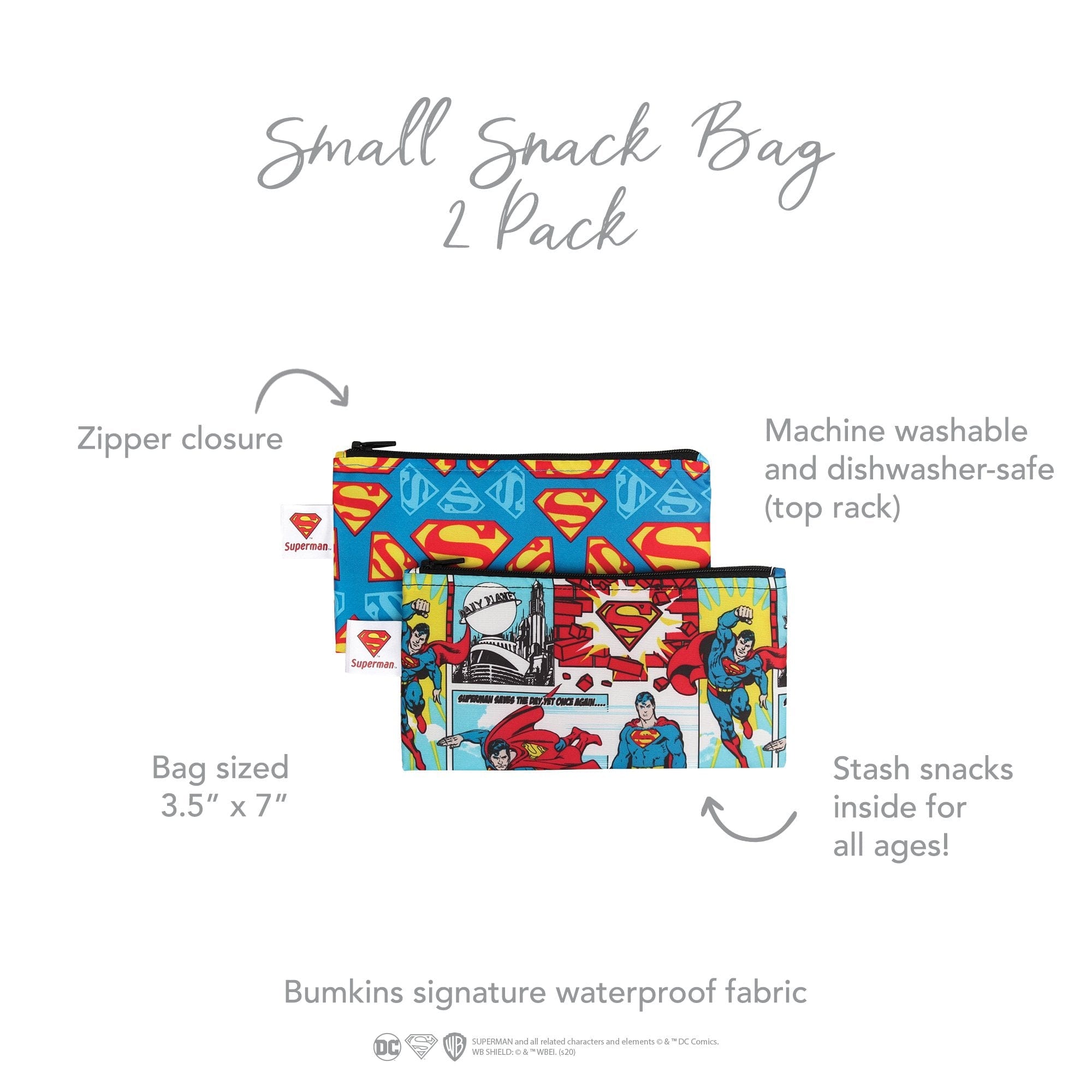 Bumkins DC Comics™ Reusable Small Snack Bag - 2 Pack Bumkins DC Comics™ Reusable Small Snack Bag - 2 Pack 