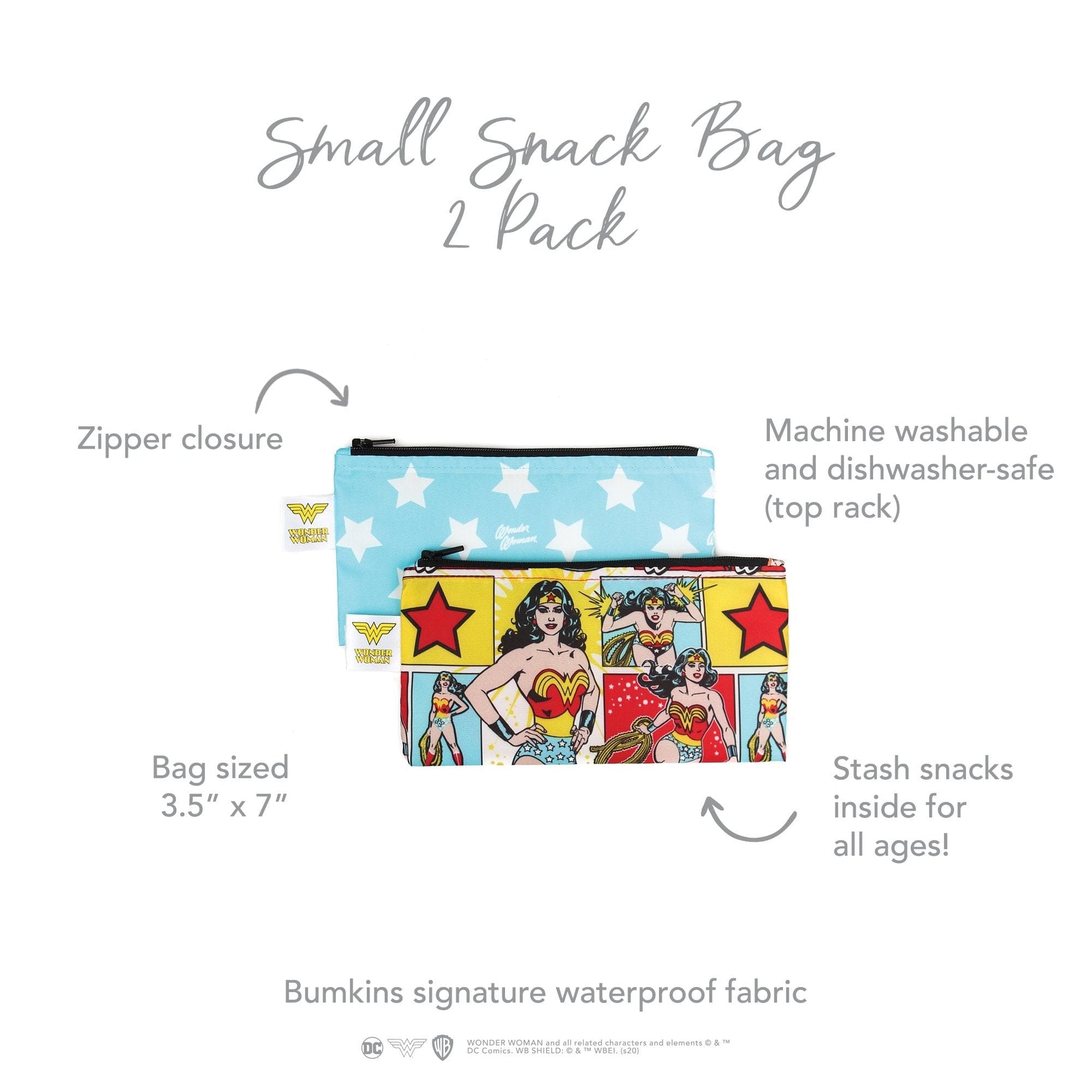 Bumkins DC Comics™ Reusable Small Snack Bag - 2 Pack Bumkins DC Comics™ Reusable Small Snack Bag - 2 Pack 