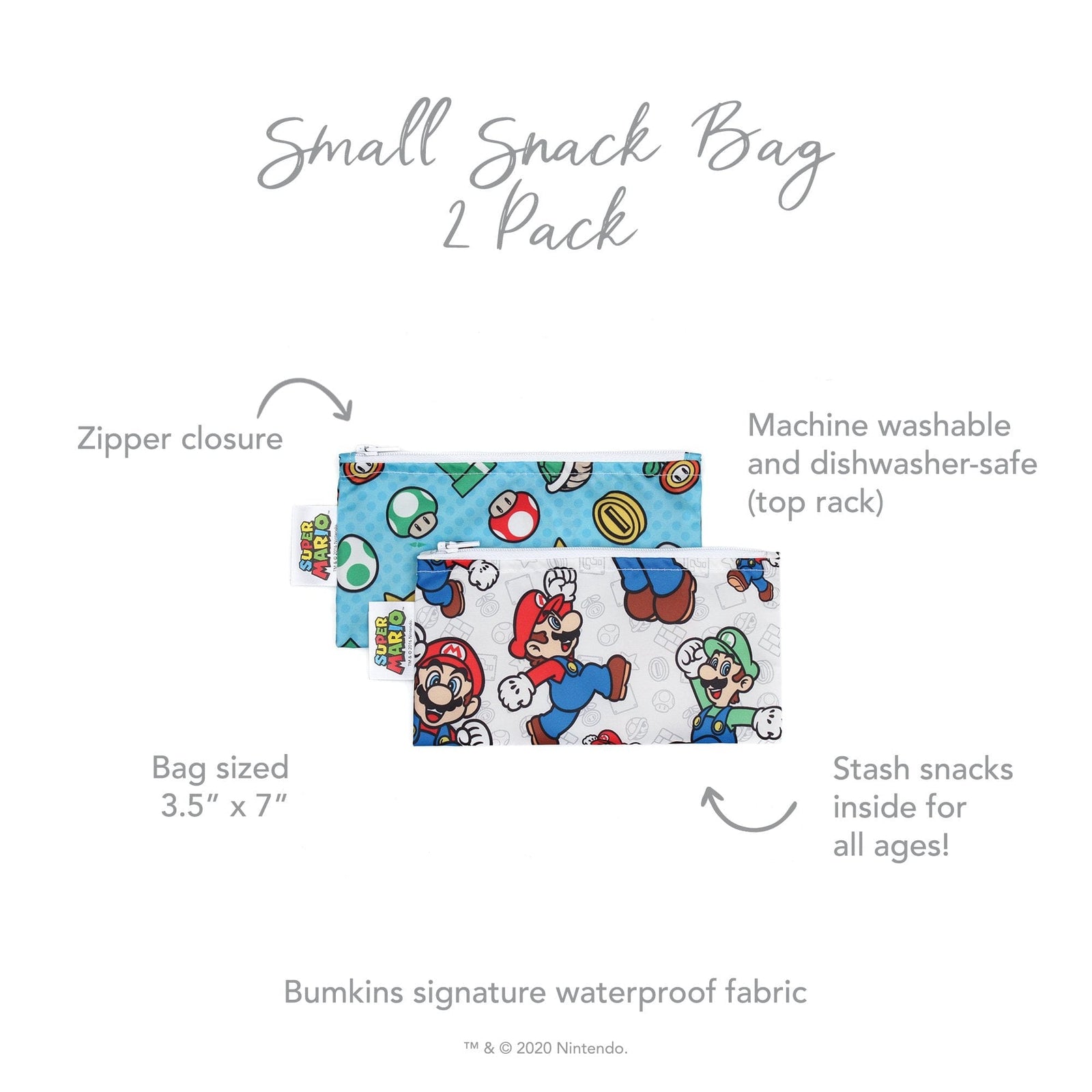 Bumkins Reusable Small Snack Bag, Set of 2 Bumkins Reusable Small Snack Bag, Set of 2 