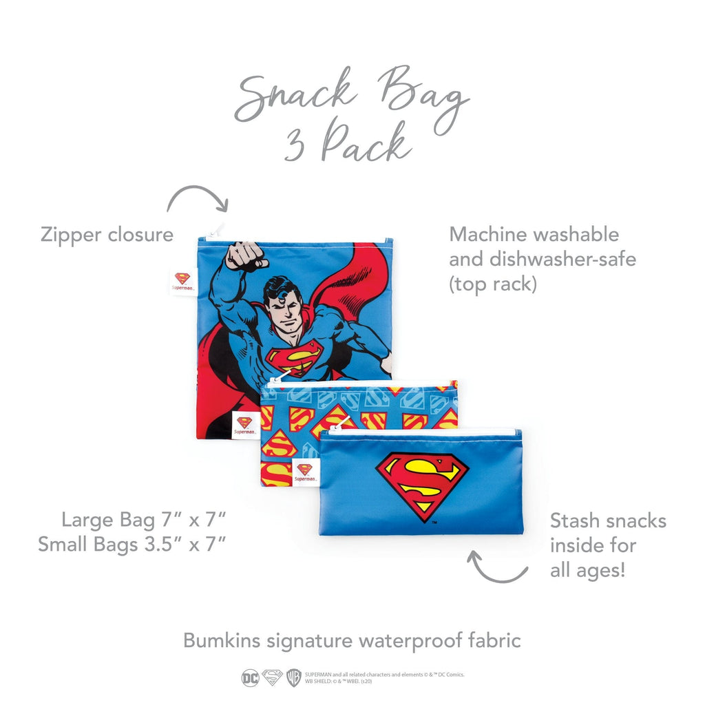 Bumkins DC Comics™ Superman Reusable Snack Bag - 3 Pack Bumkins DC Comics™ Superman Reusable Snack Bag - 3 Pack 
