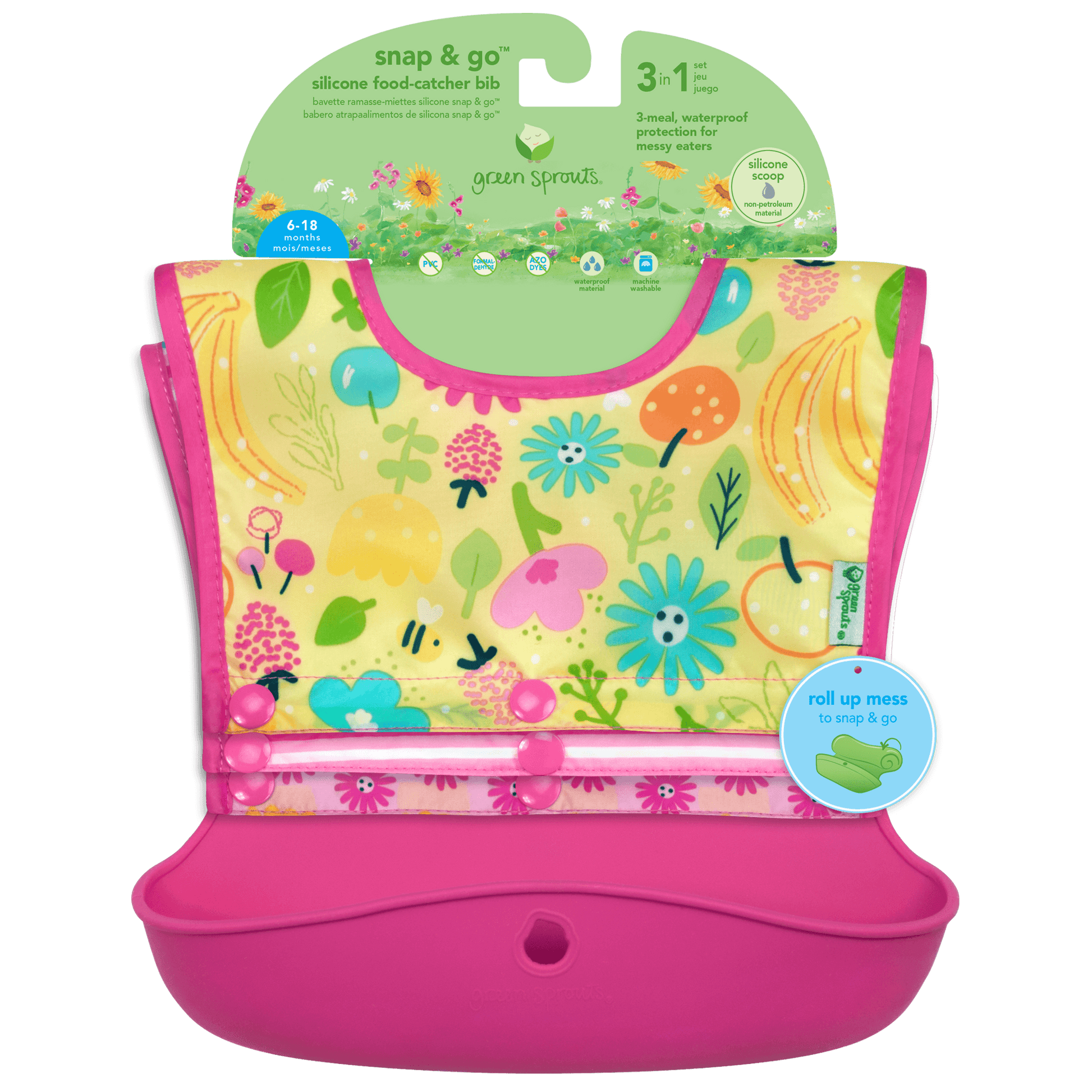 Green Sprouts Snap & Go™ Silicone Food-catcher Bib (3-in-1 Set) Green Sprouts Snap & Go™ Silicone Food-catcher Bib (3-in-1 Set) 