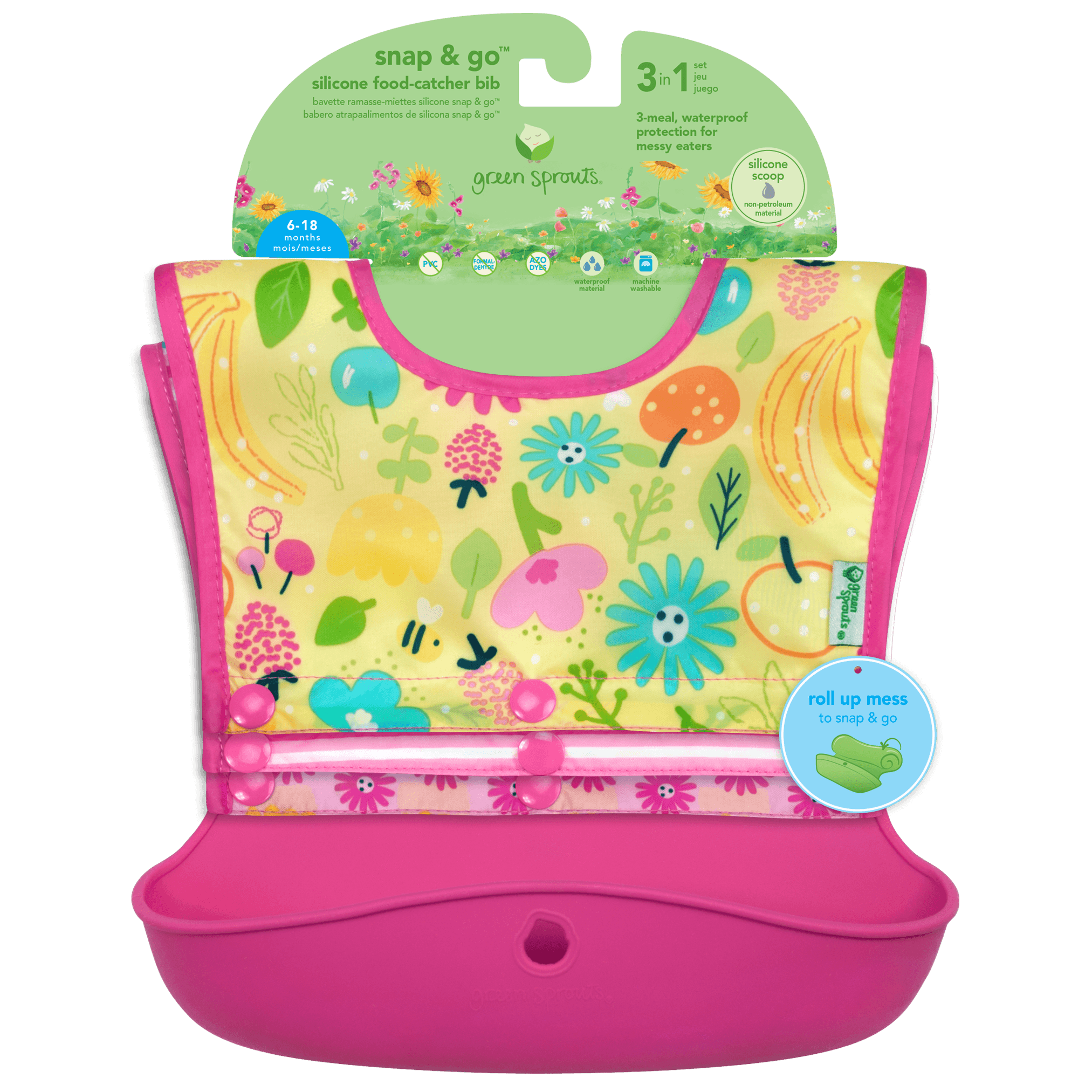 Green Sprouts Snap & Go™ Silicone Food-catcher Bib (3-in-1 Set) Green Sprouts Snap & Go™ Silicone Food-catcher Bib (3-in-1 Set) 