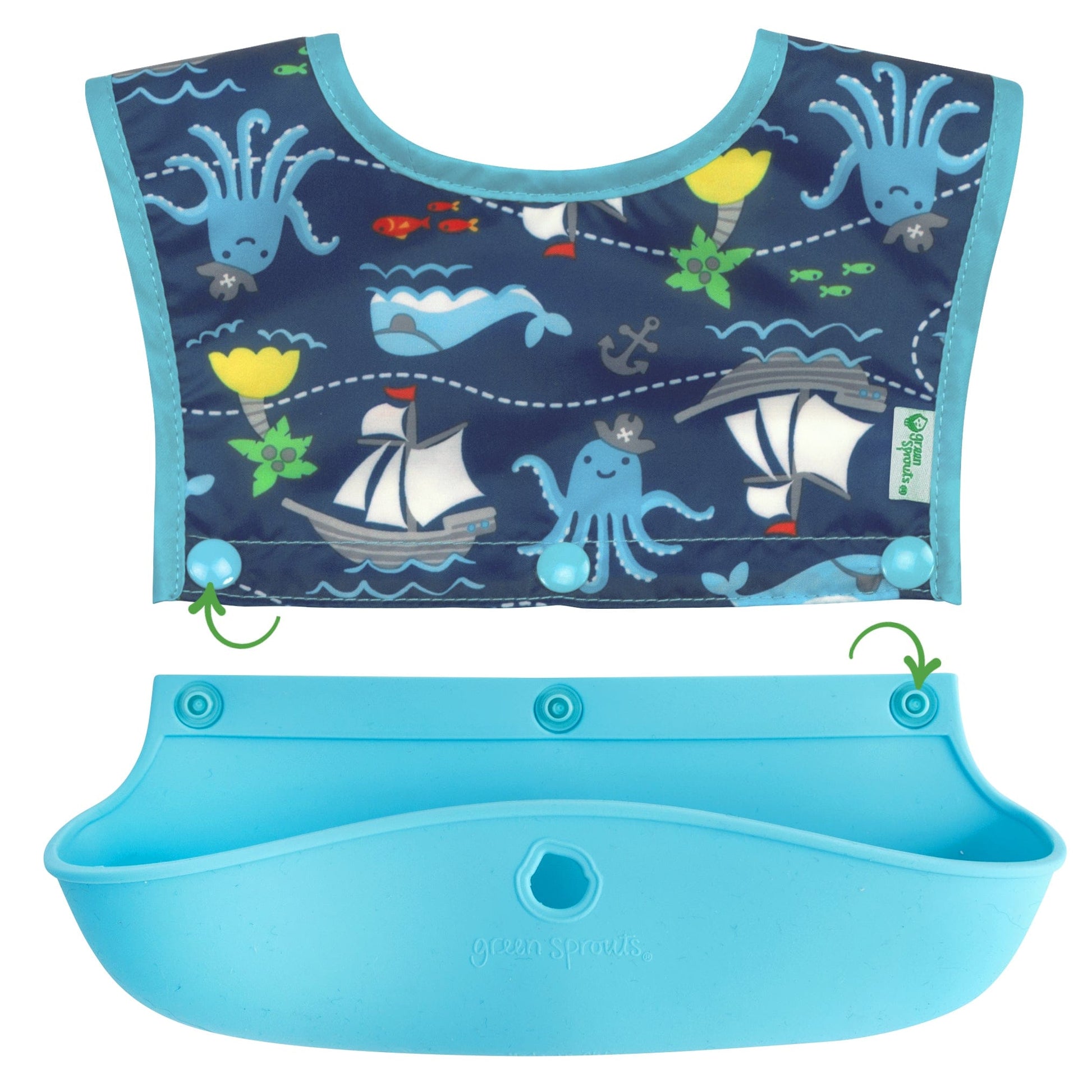 Green Sprouts Snap & Go™ Silicone Food-catcher Bib (3-in-1 Set) Green Sprouts Snap & Go™ Silicone Food-catcher Bib (3-in-1 Set) 