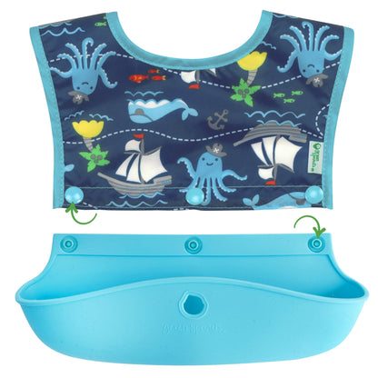 Green Sprouts Snap & Go™ Silicone Food-catcher Bib (3-in-1 Set) Green Sprouts Snap & Go™ Silicone Food-catcher Bib (3-in-1 Set) 