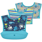 Green Sprouts Snap & Go™ Silicone Food-catcher Bib (3-in-1 Set) Aqua Pirate GS-BIB-PIRA-AQ