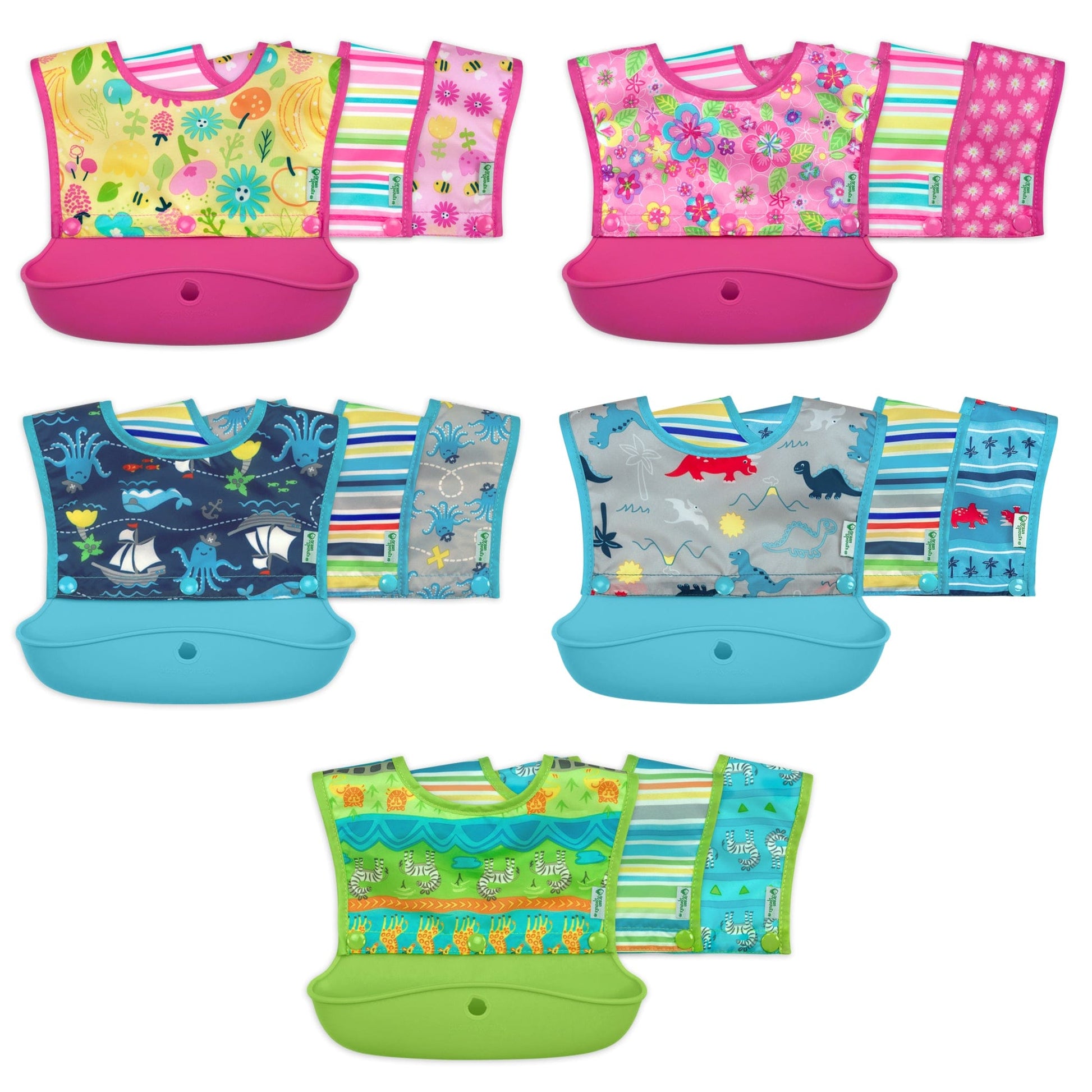Green Sprouts Snap & Go™ Silicone Food-catcher Bib (3-in-1 Set) Green Sprouts Snap & Go™ Silicone Food-catcher Bib (3-in-1 Set) 