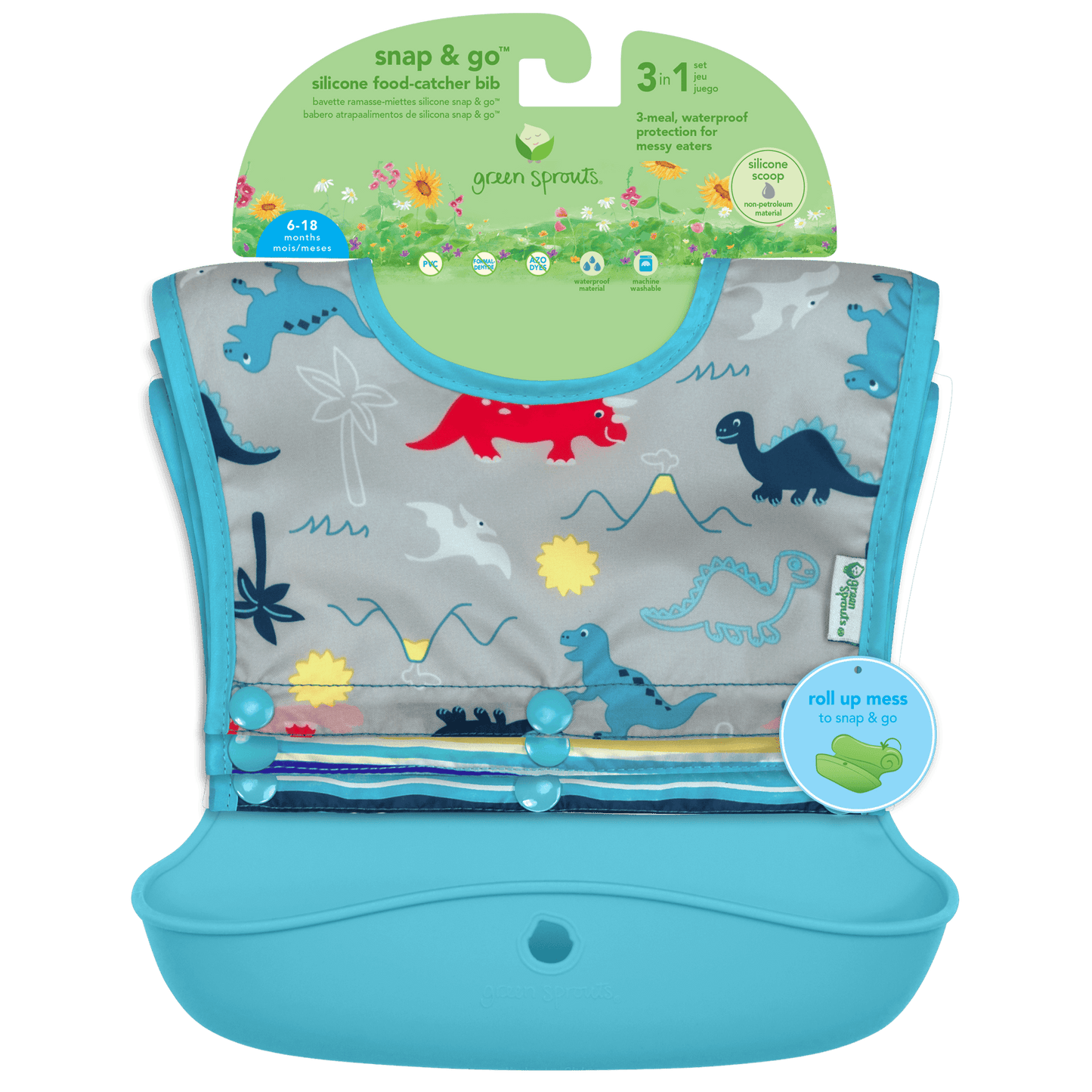 Green Sprouts Snap & Go™ Silicone Food-catcher Bib (3-in-1 Set) Green Sprouts Snap & Go™ Silicone Food-catcher Bib (3-in-1 Set) 