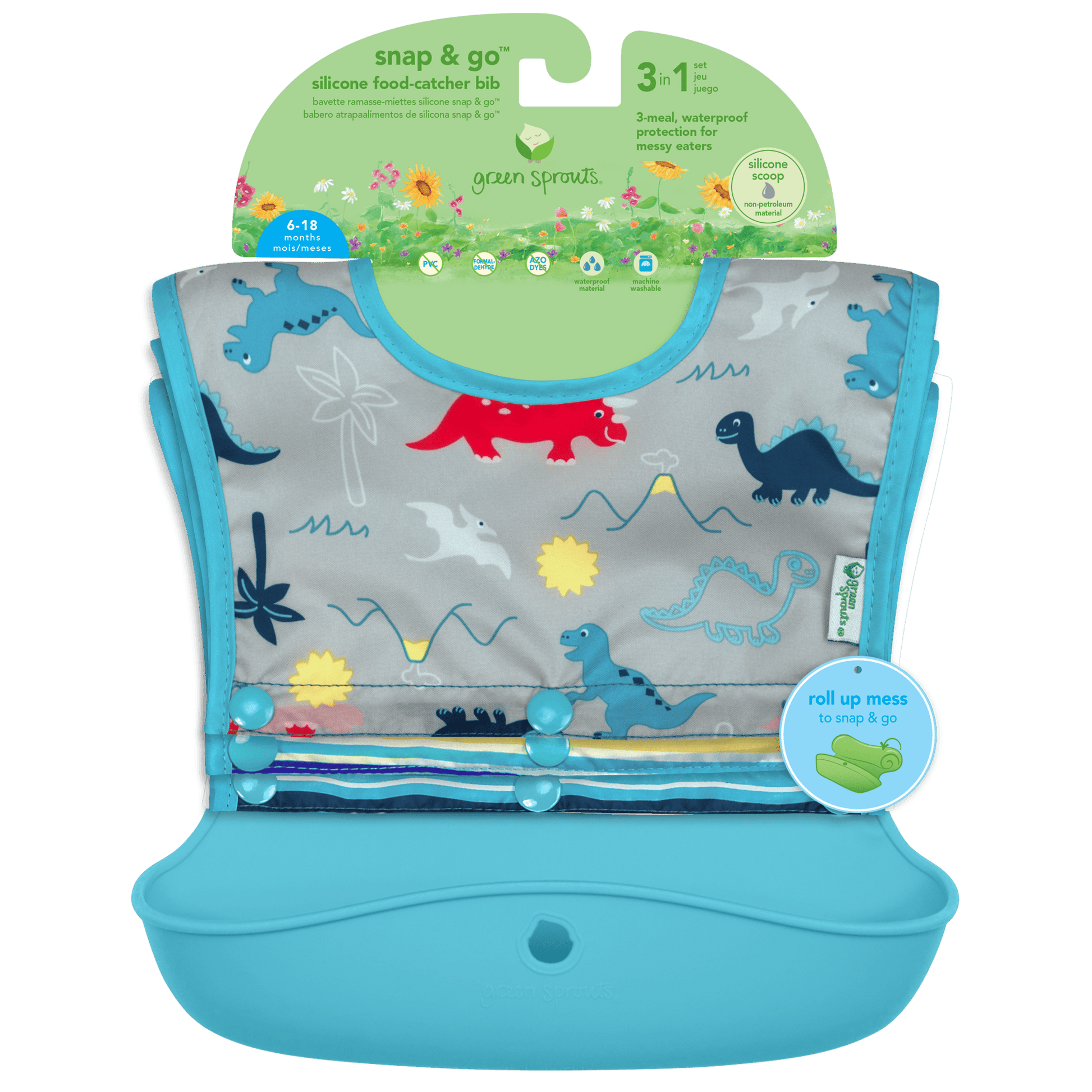Green Sprouts Snap & Go™ Silicone Food-catcher Bib (3-in-1 Set) Green Sprouts Snap & Go™ Silicone Food-catcher Bib (3-in-1 Set) 