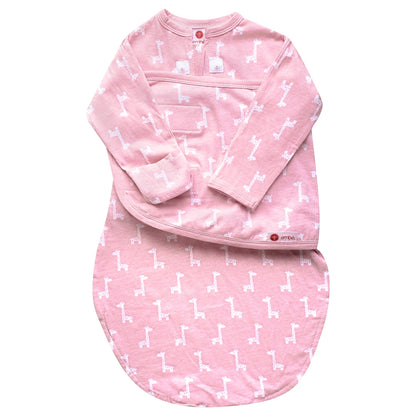 embé Starter 2-Way Long Sleeve Swaddle Sack (0-4mos) Pink Giraffe EB-SWA-LONG-S-0-4M-PGIRA