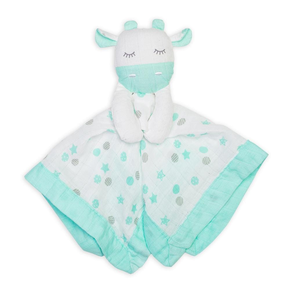 Lulujo Muslin Cotton Animal Lovey Aqua Giraffe LJ903