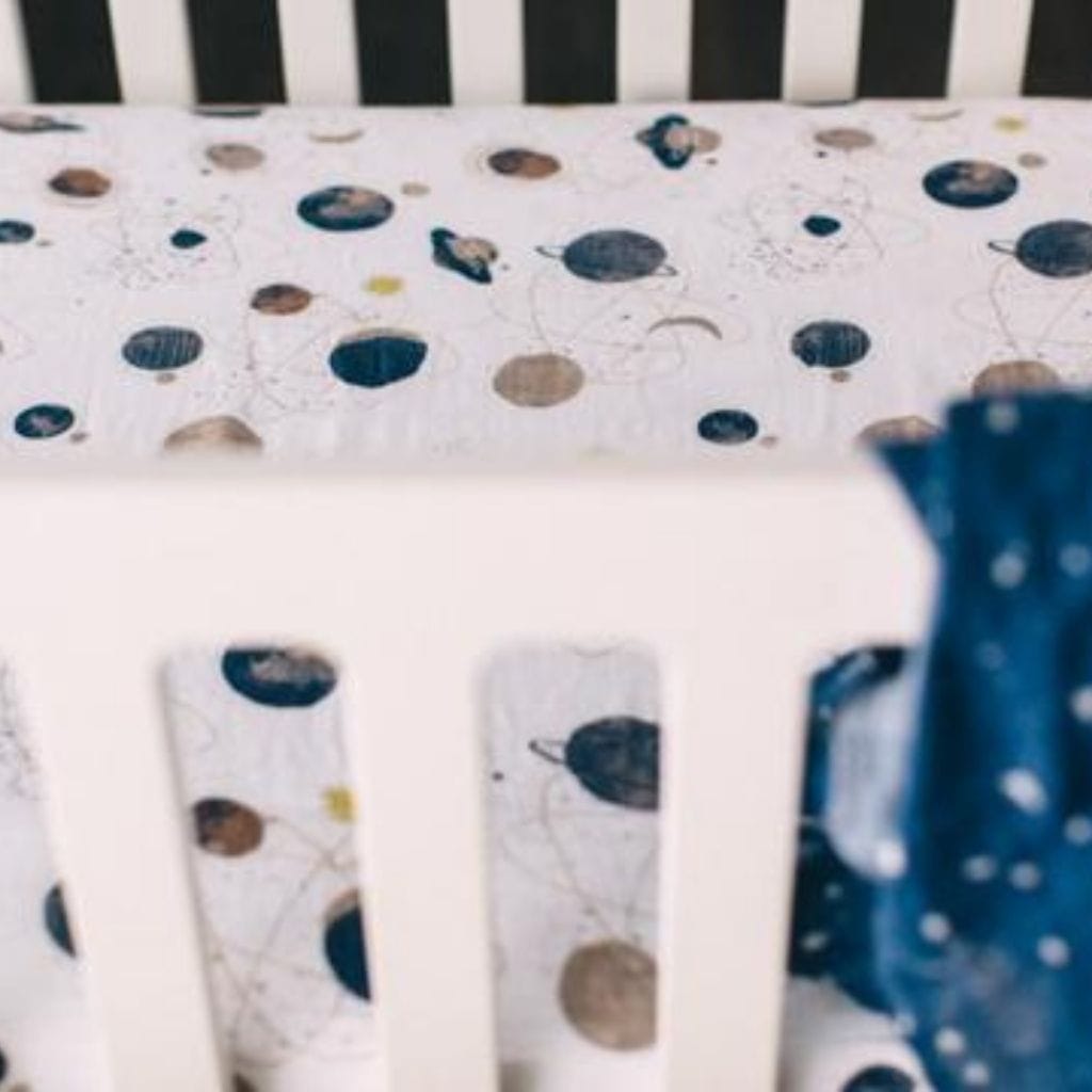 Little Unicorn Cotton Muslin Fitted Cot Sheet - Planetary Little Unicorn Cotton Muslin Fitted Cot Sheet - Planetary 