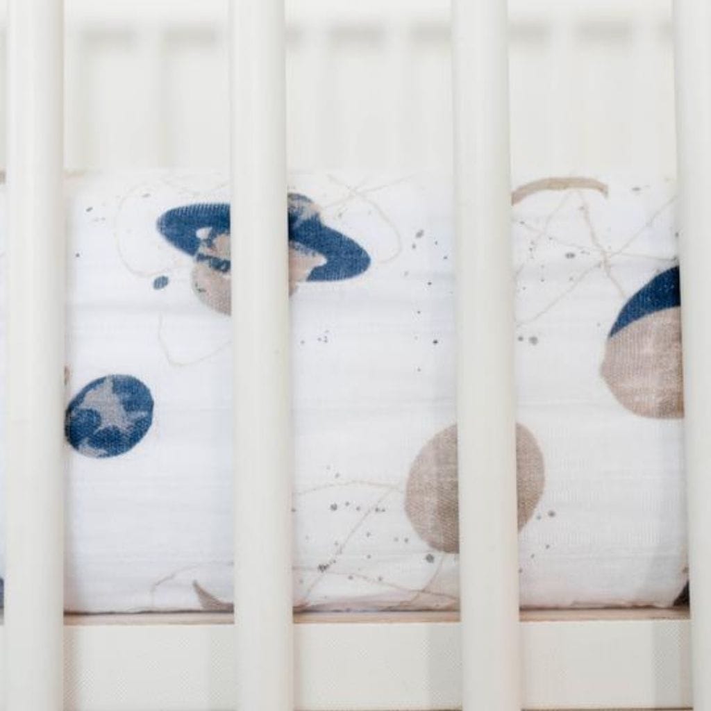 Little Unicorn Cotton Muslin Fitted Cot Sheet - Planetary Little Unicorn Cotton Muslin Fitted Cot Sheet - Planetary 