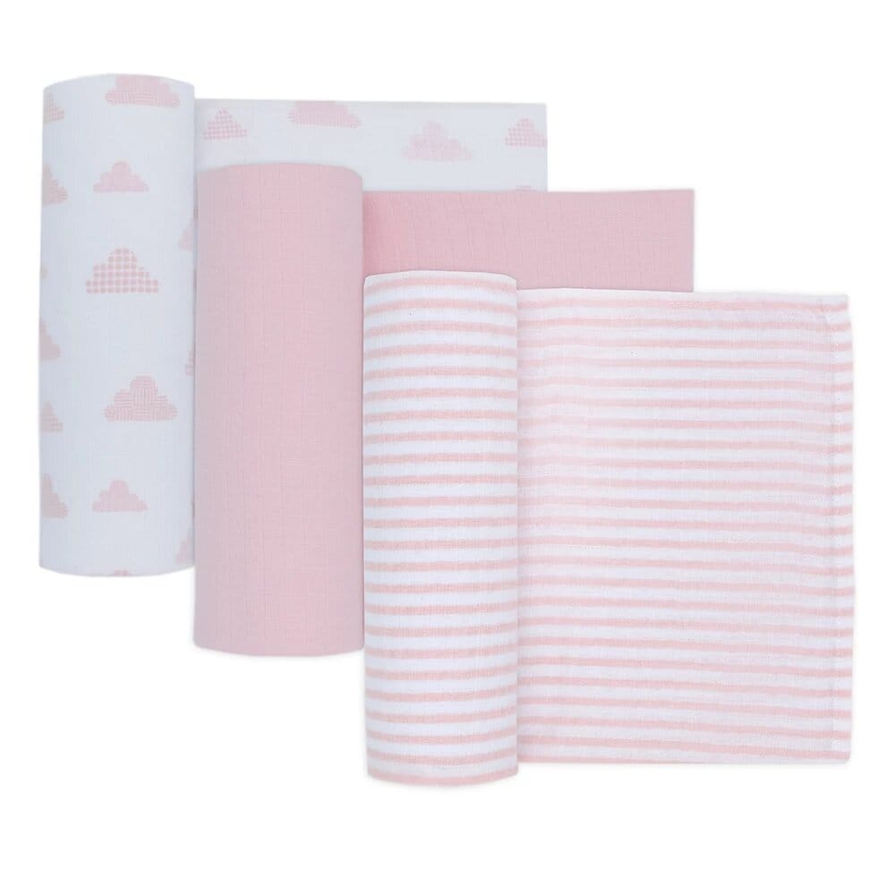 Living Textiles Muslin Swaddle Wraps 3 Pack Blush Pink LTC-MUS-SWA-WRA-PK