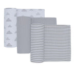 Living Textiles Muslin Swaddle Wraps 3 Pack Charcoal Grey LTC-MUS-SWA-WRA-CGY